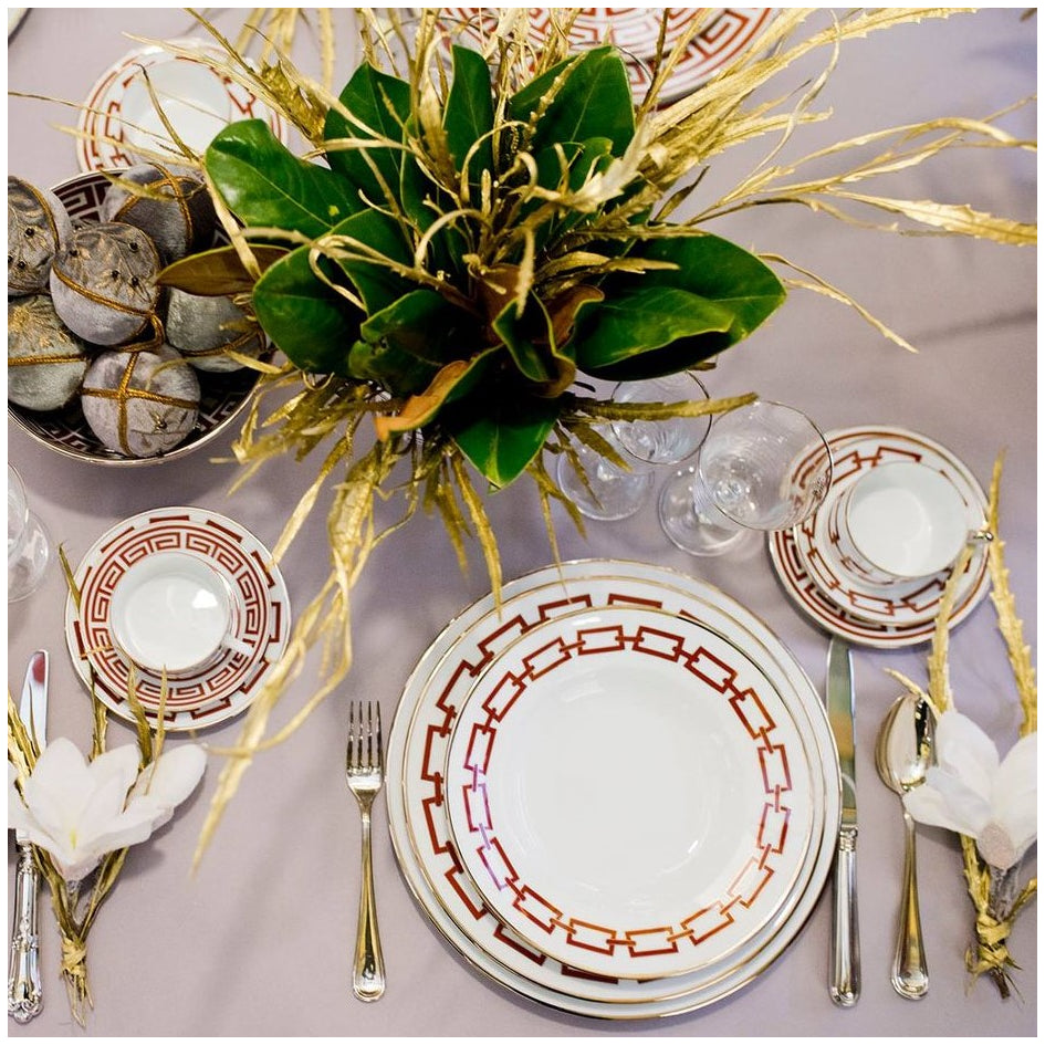 Richard Ginori Catene Red Espresso Cup & Saucer Set of 6