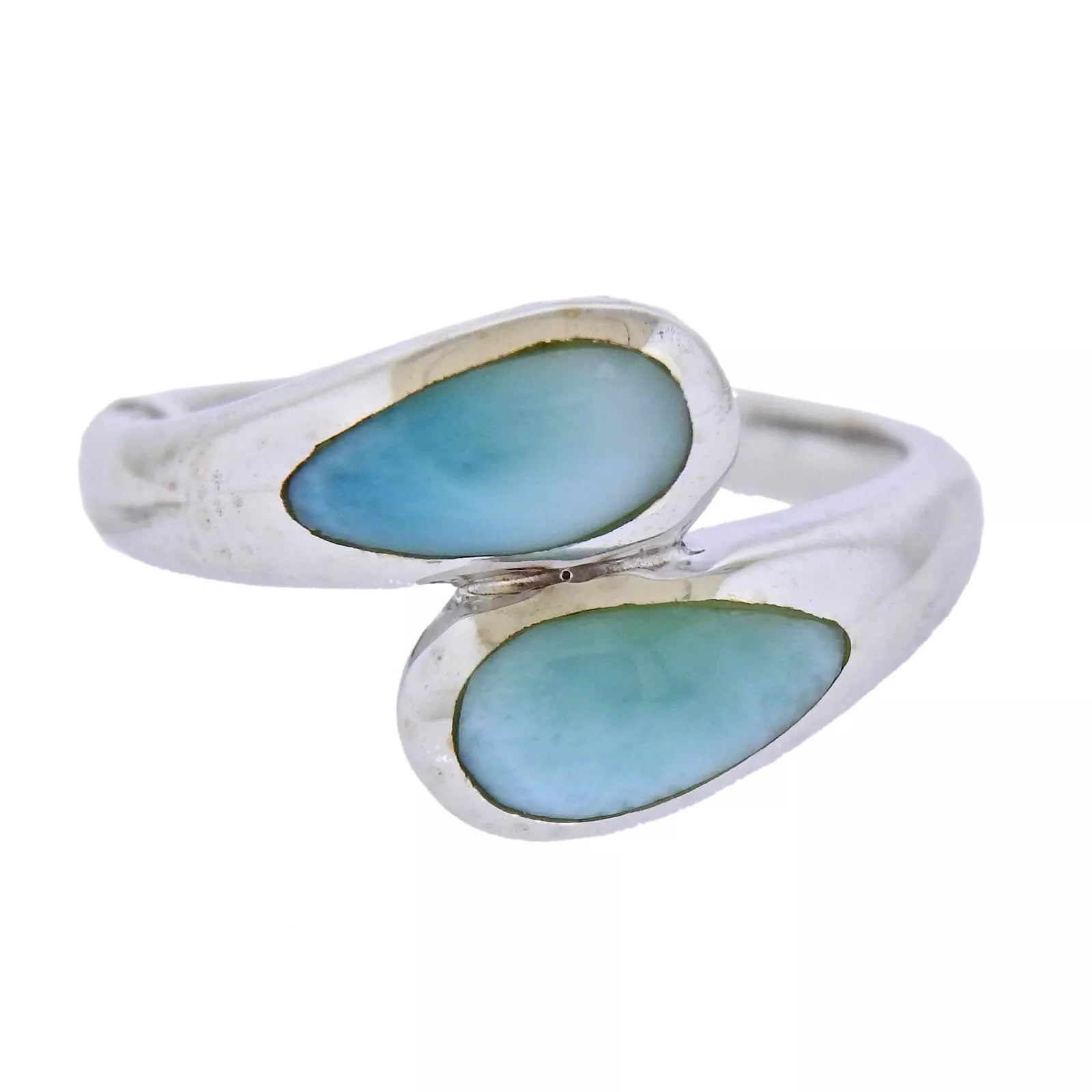 Marahlago Sterling Silver Larimar Indra Bypass Ring Retail $168 #43