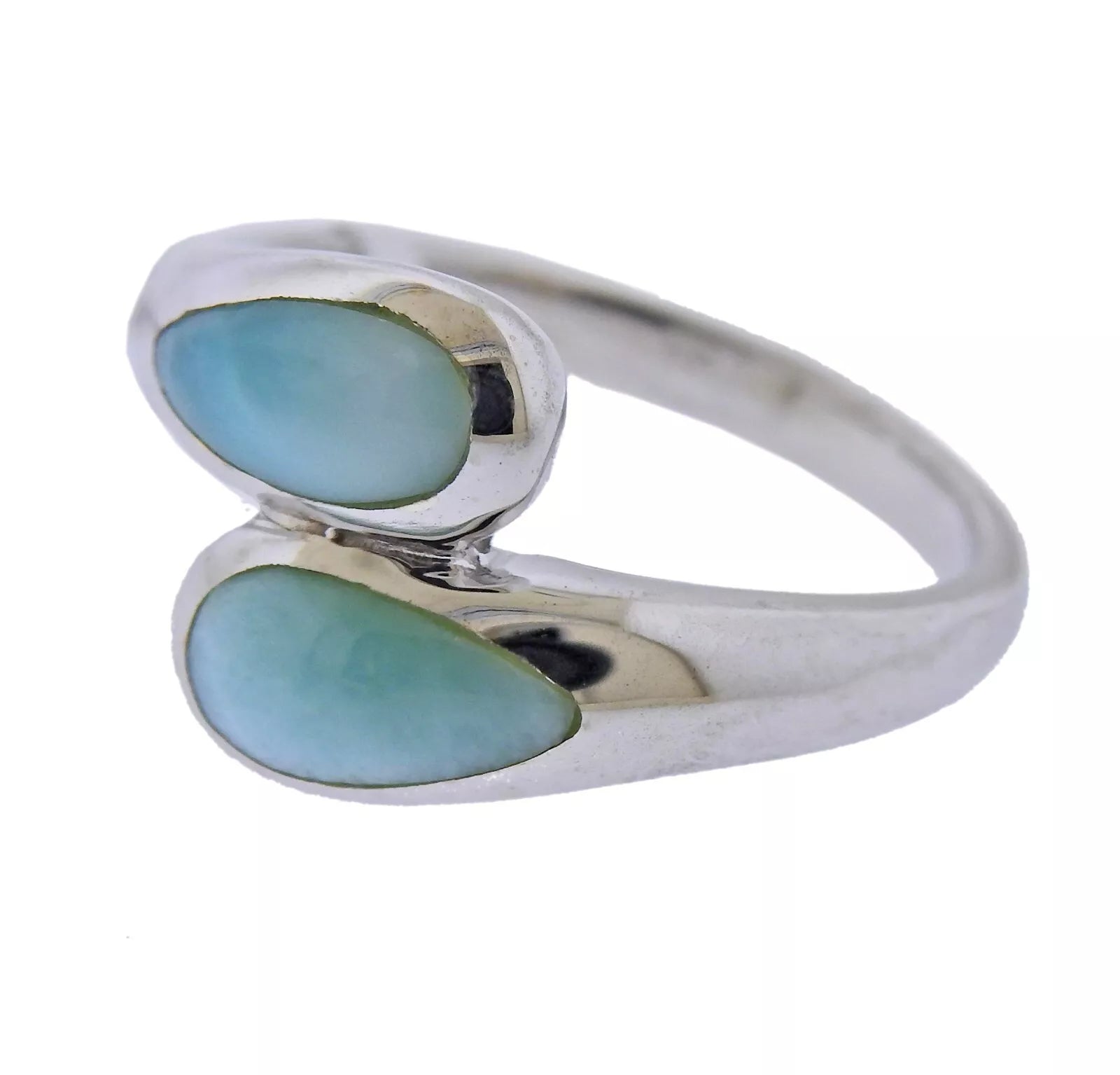 Marahlago Sterling Silver Larimar Indra Bypass Ring Retail $168 #43