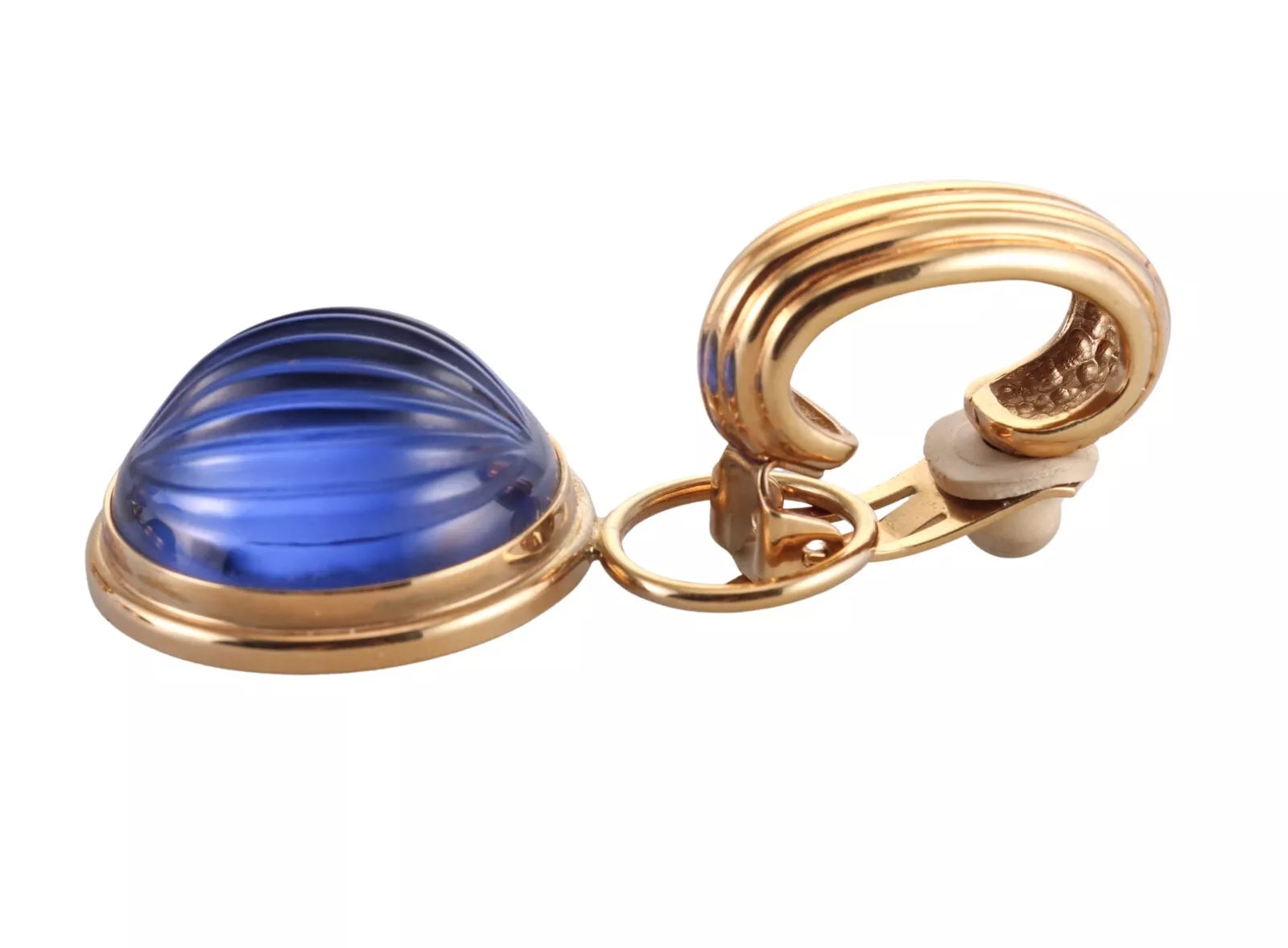 Lalique Blue Crystal Oval Day and Night Plated Drop Earrings 487