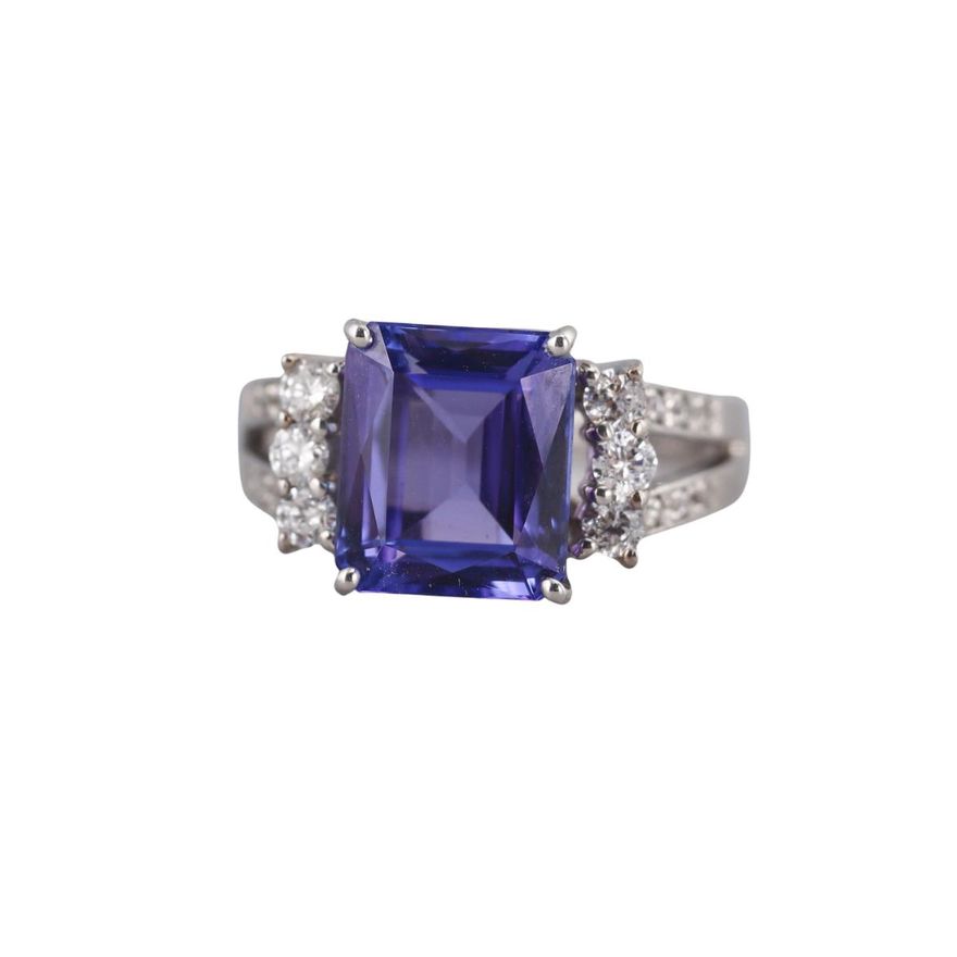 Platinum 6.64ct Tanzanite Diamond Ring
