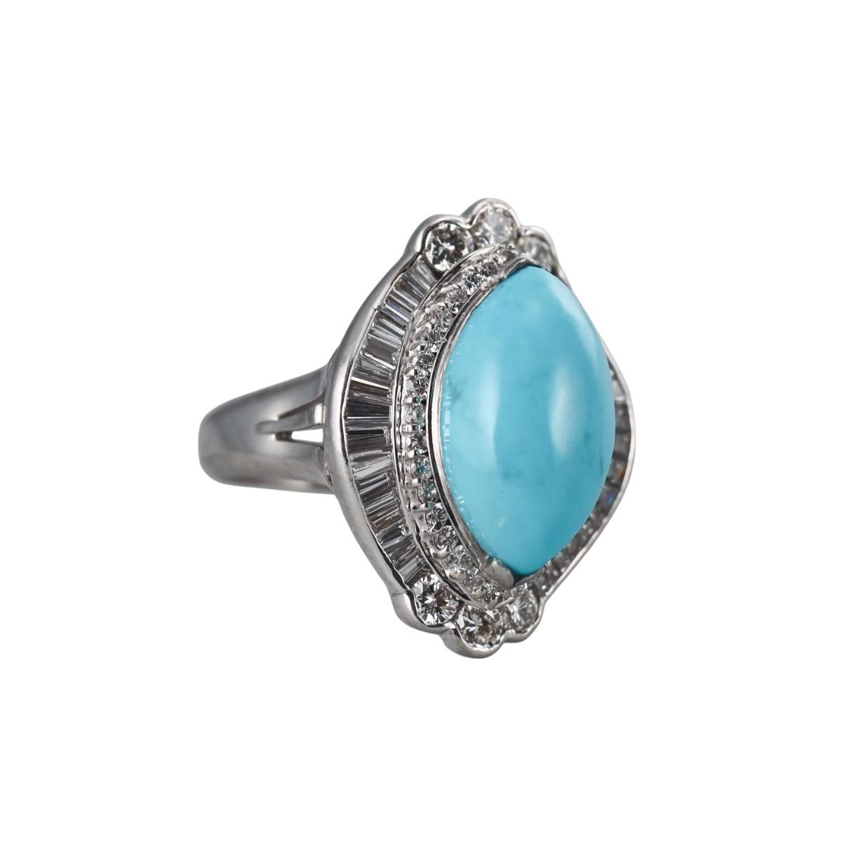 Platinum Diamond Turquoise Cocktail Ring
