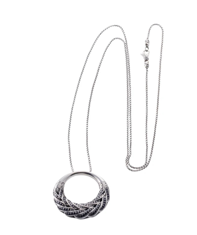 John Hardy Classic Chain Sterling Silver Black Spinel Necklace Retail Value $1395