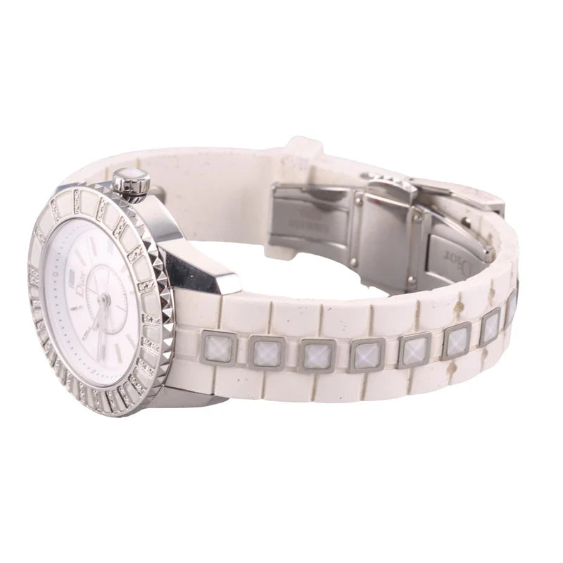 Christian Dior Christal White Rubber Diamond Ladies Watch CD113112R001