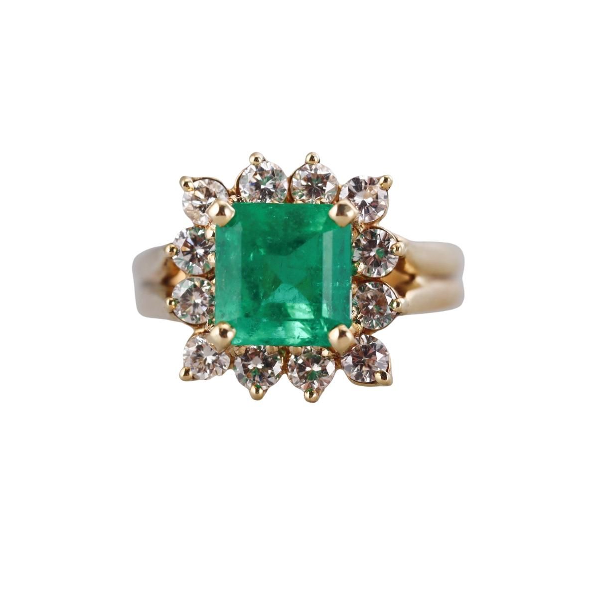 2.14ct Emerald Diamond Gold Ring