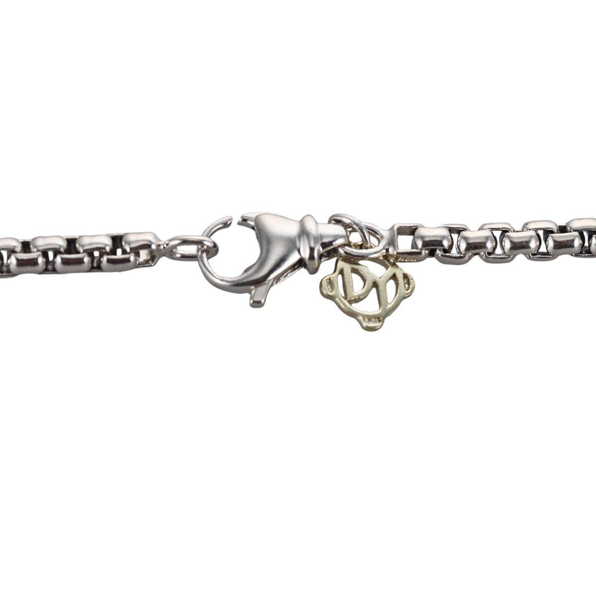 David Yurman Silver Box Chain Onyx Pendant Necklace