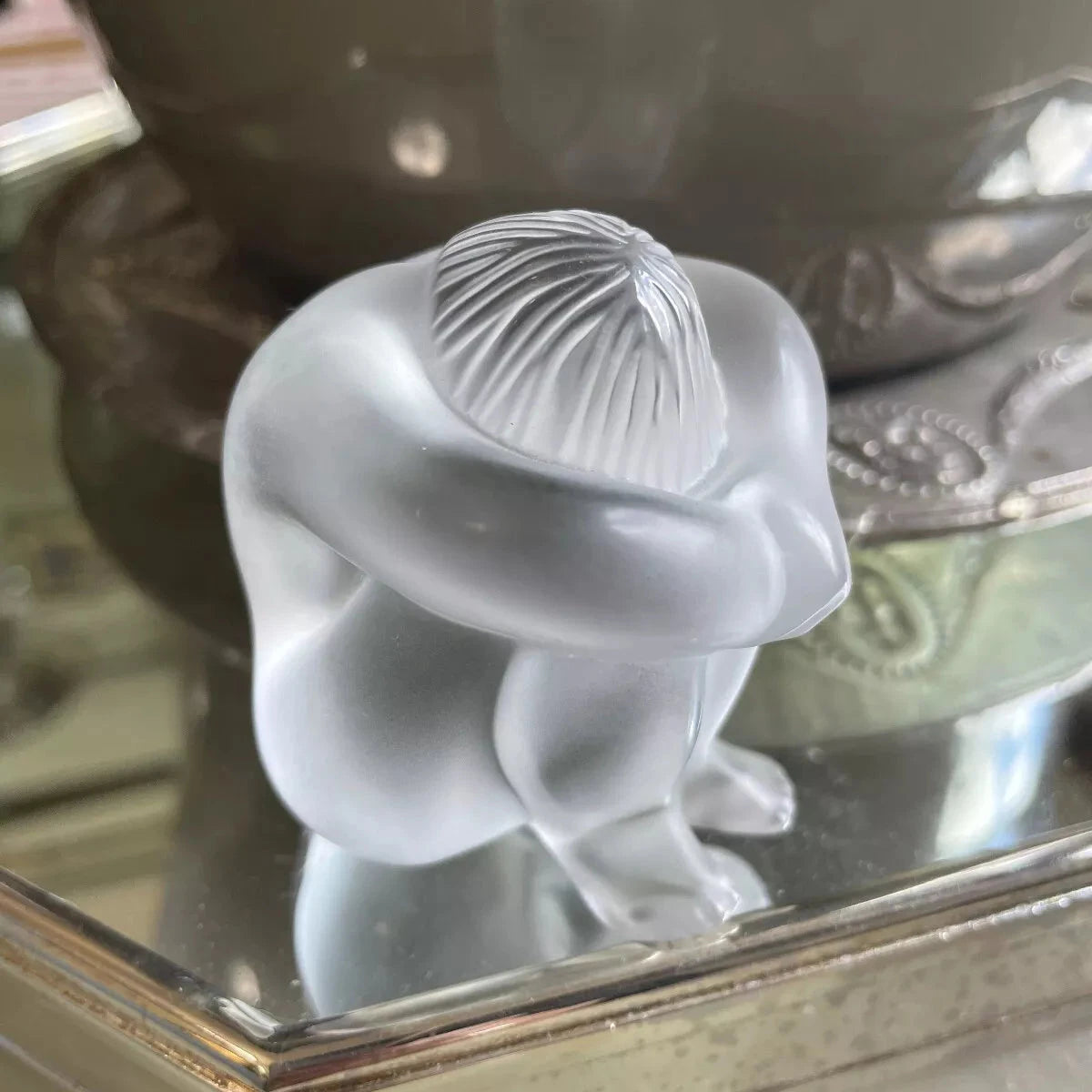 Lalique Crystal Figurine Nude Meditating 1192200