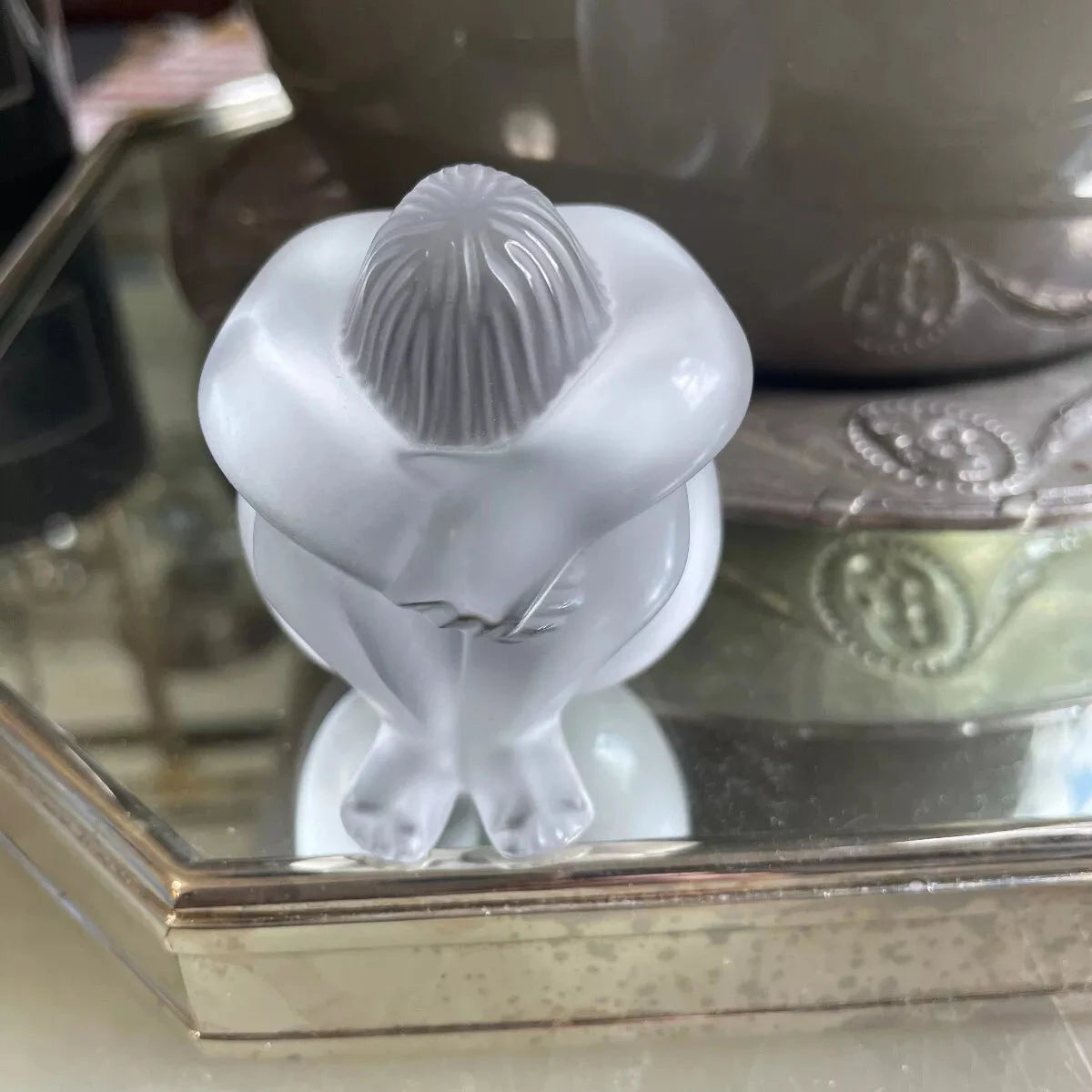 Lalique Crystal Figurine Nude Meditating 1192200