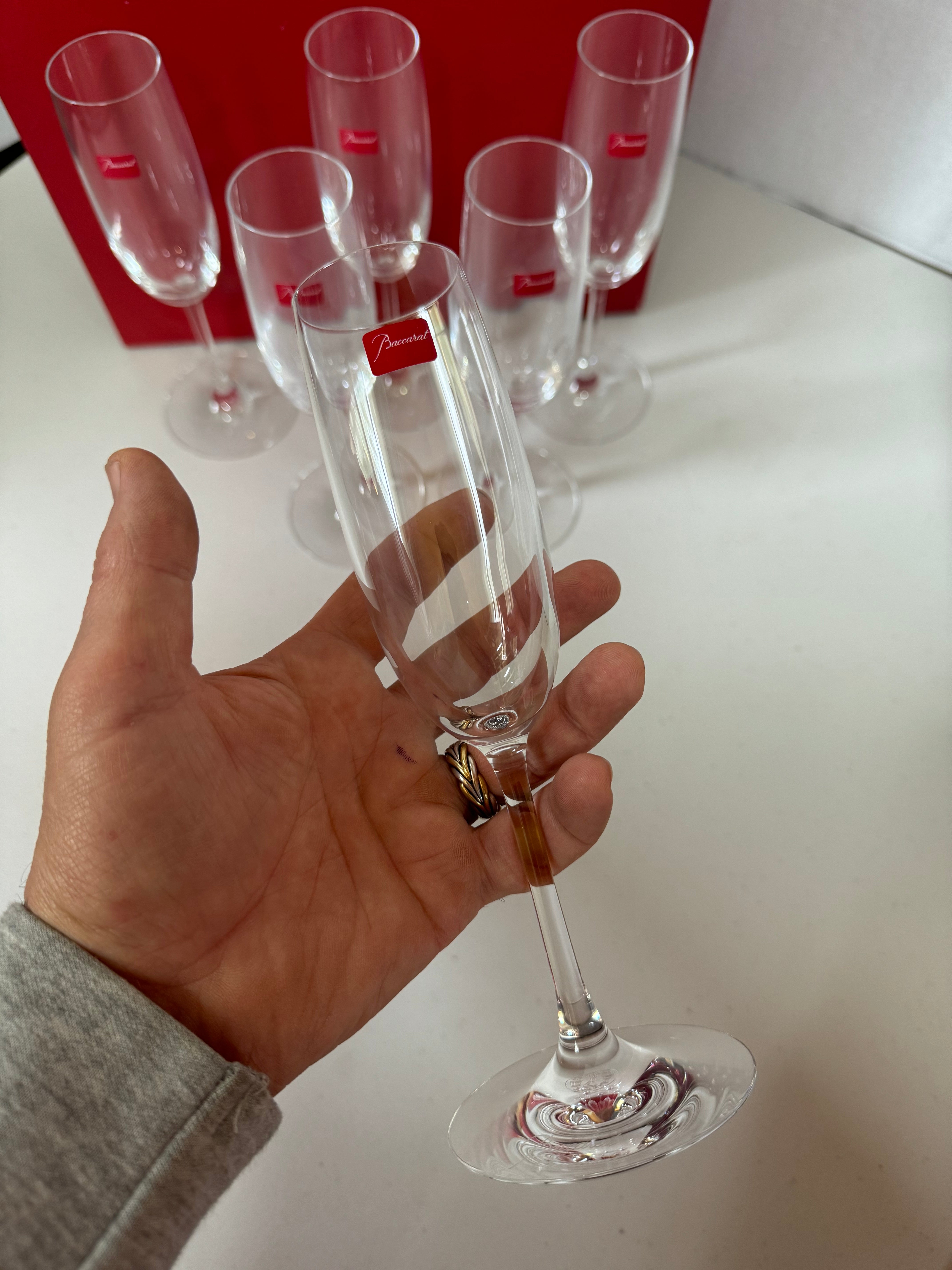Baccarat Crystal Epicure Champagne Flutes Set of 6 2105623