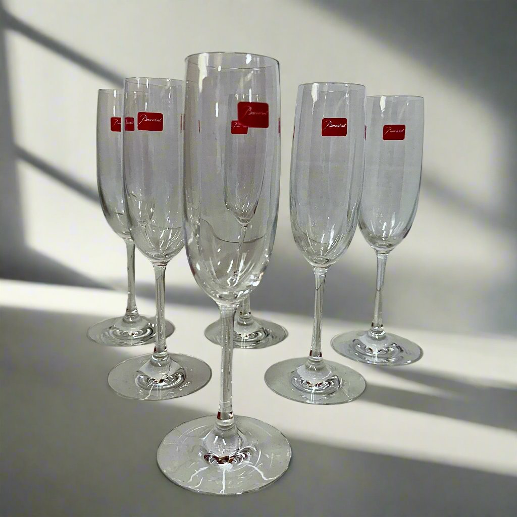 Baccarat Crystal Epicure Champagne Flutes Set of 6 2105623