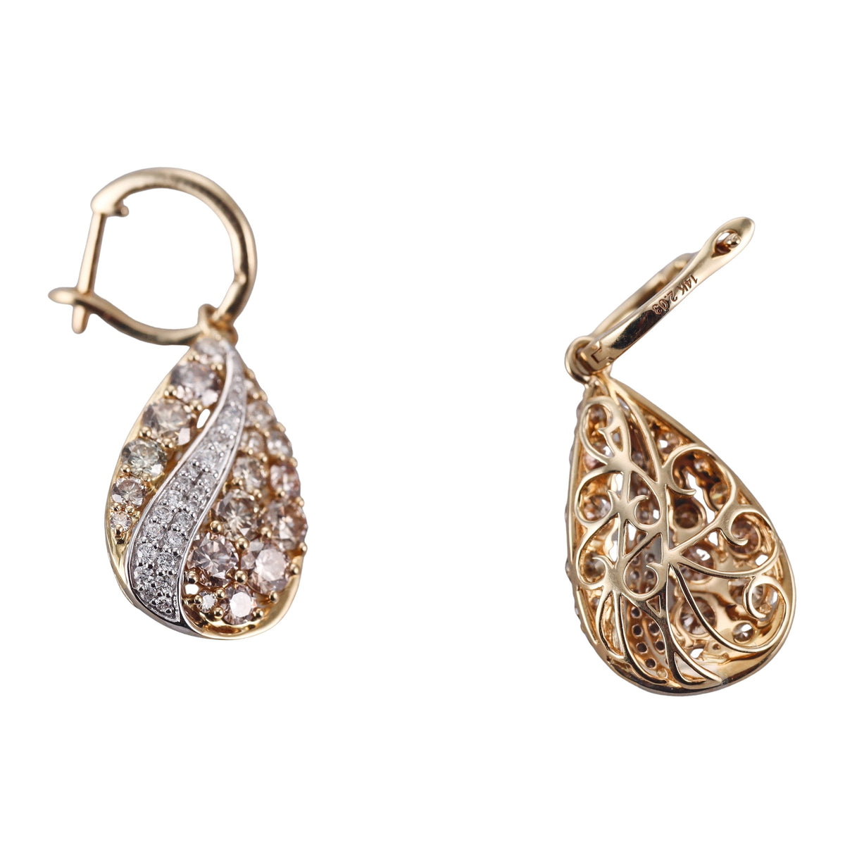 14k Gold 4.06ctw Fancy Yellow Diamond Drop Earrings