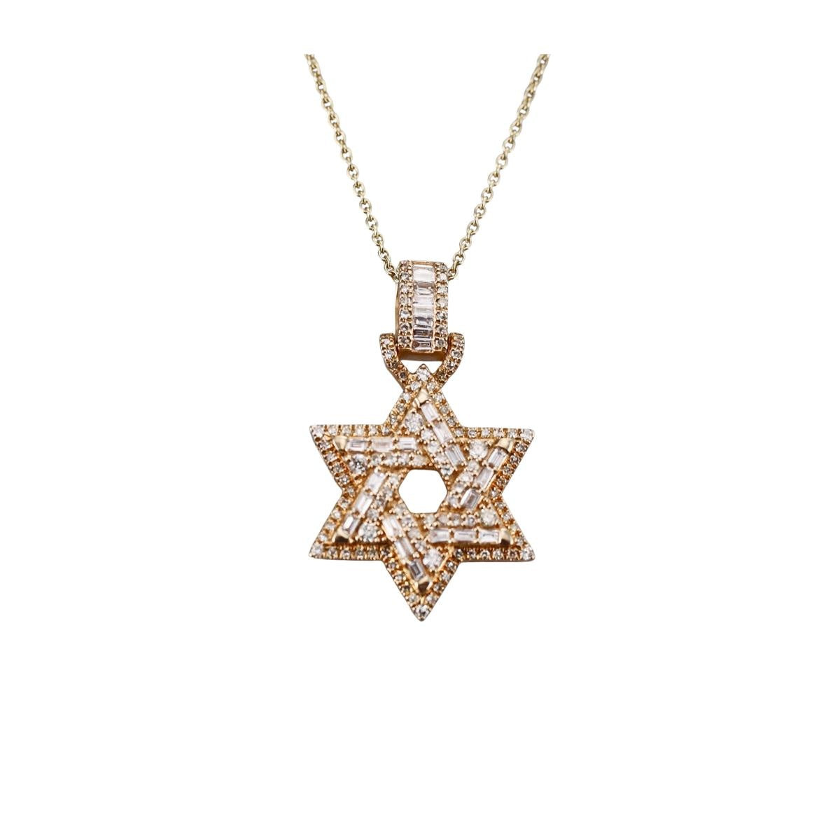 14k Gold Diamond Star of David Pendant Necklace