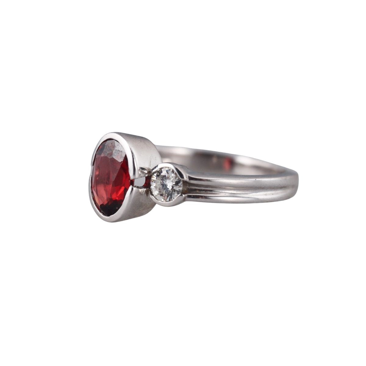 14k Gold Garnet Diamond Ring