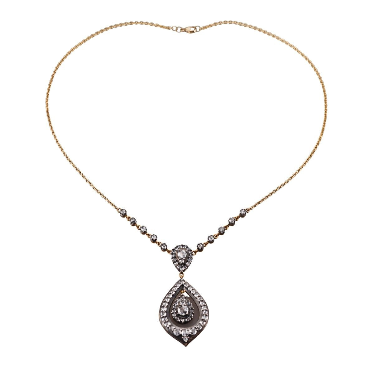 14k Gold Silver 3ctw Diamond Pendant Necklace