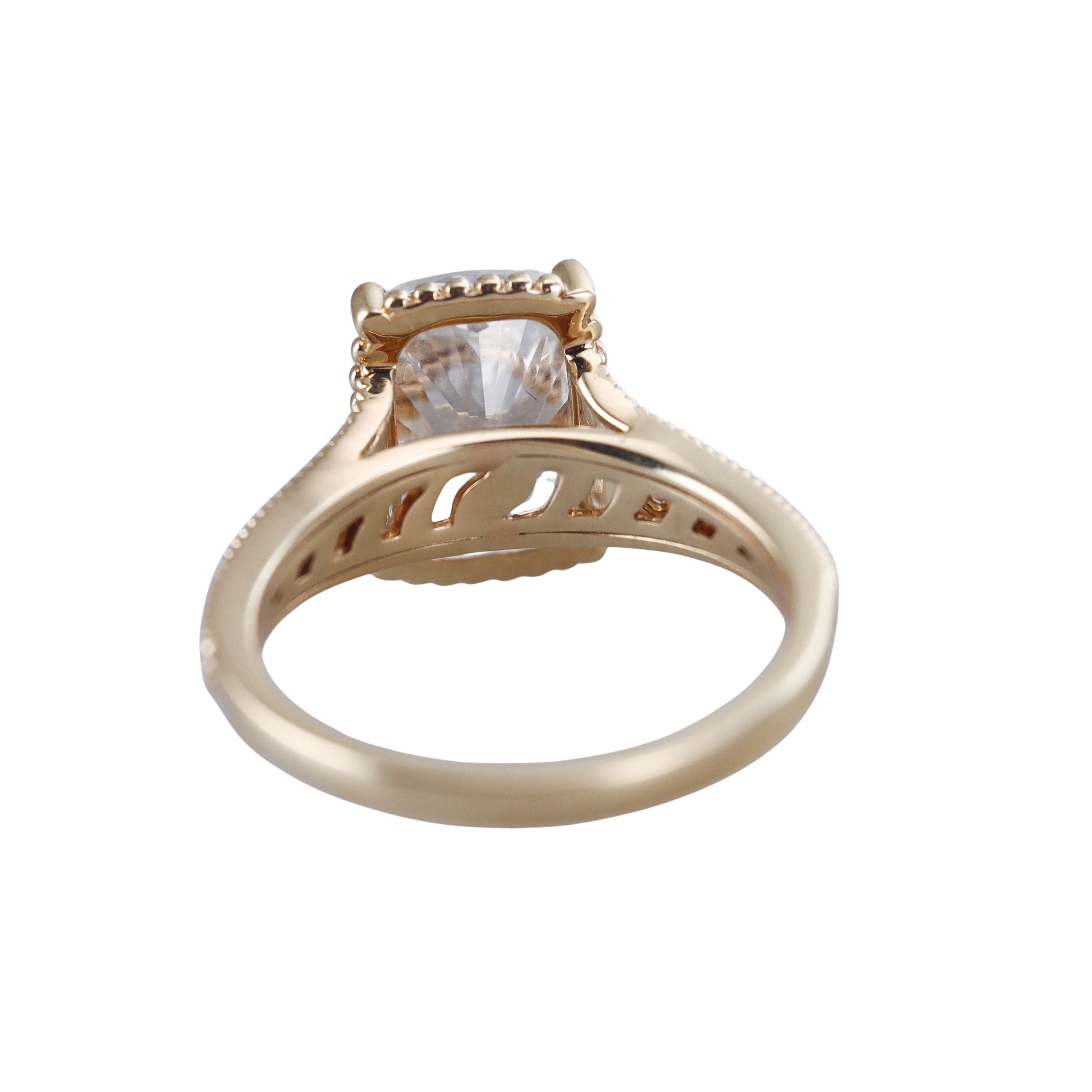 14k Solid Gold IGI Lab Grown 4.10ct Cushion Diamond Engagement Ring
