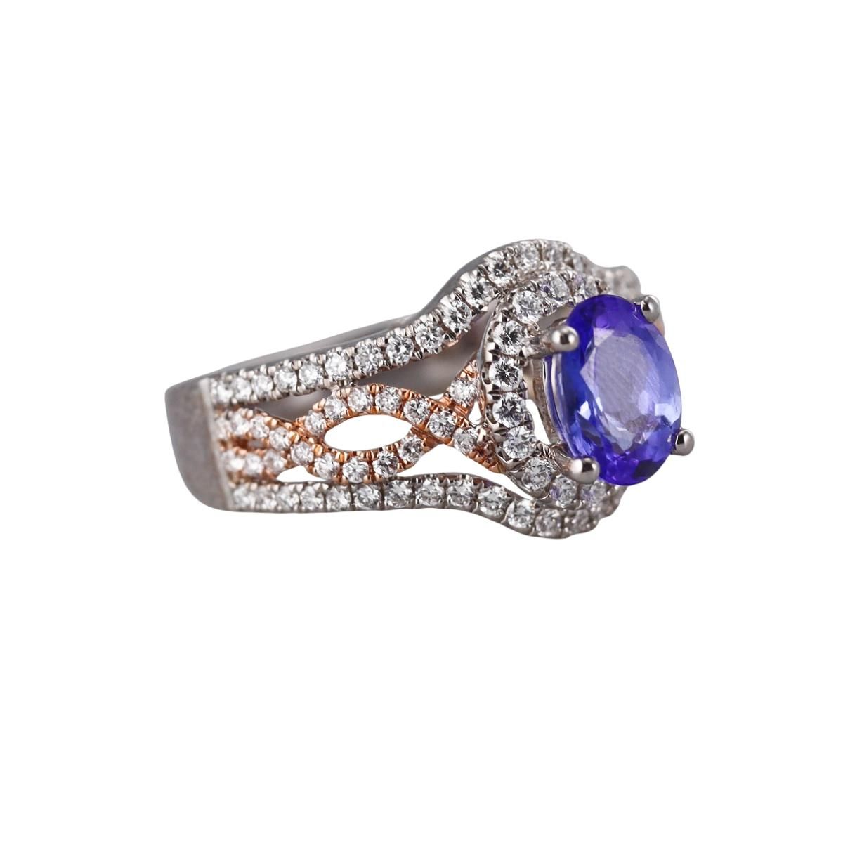 Hakman 18k Gold 1.43ct Tanzanite Diamond Ring