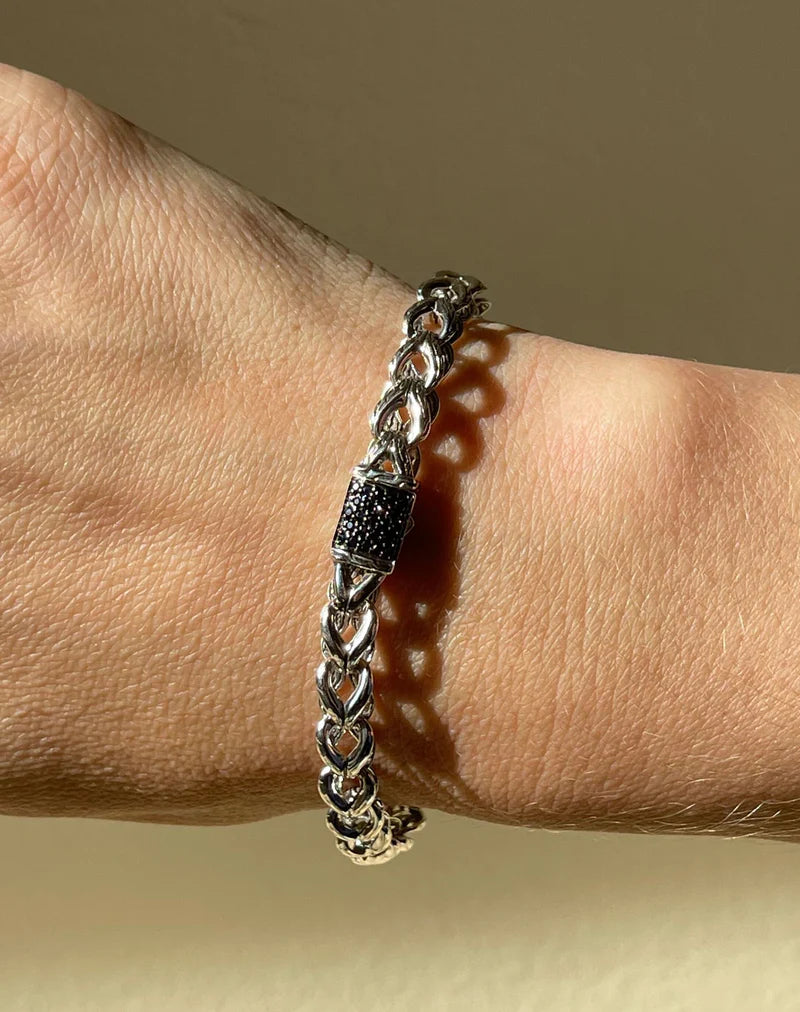 John Hardy Asli Black Sapphire Sterling Silver Chain Bracelet OG-2752