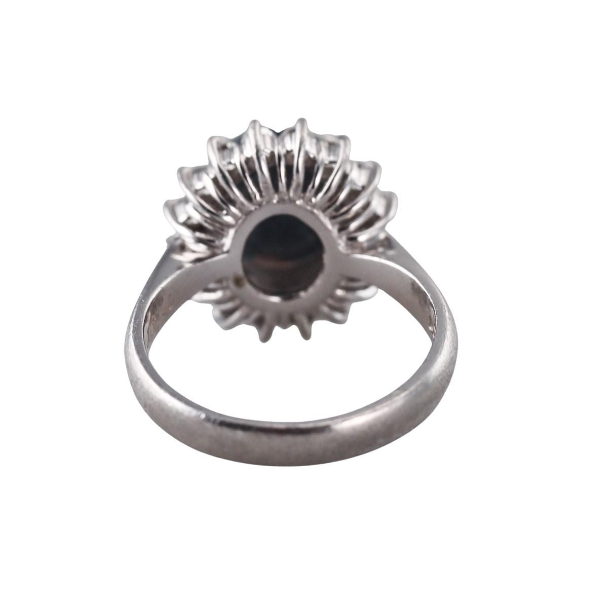 1.74ct Opal Diamond Platinum Cluster Ring