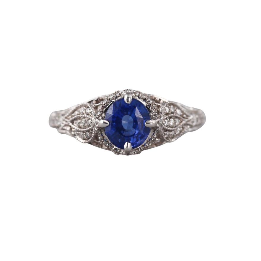 14k Gold Diamond 1.80ct Sapphire Ring