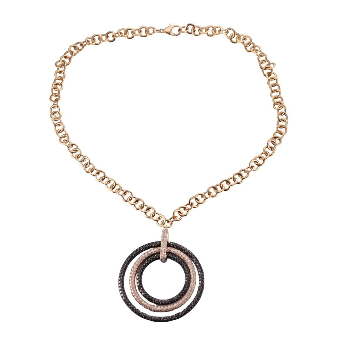 18k Gold 6ctw Black White Diamond Pendant Necklace