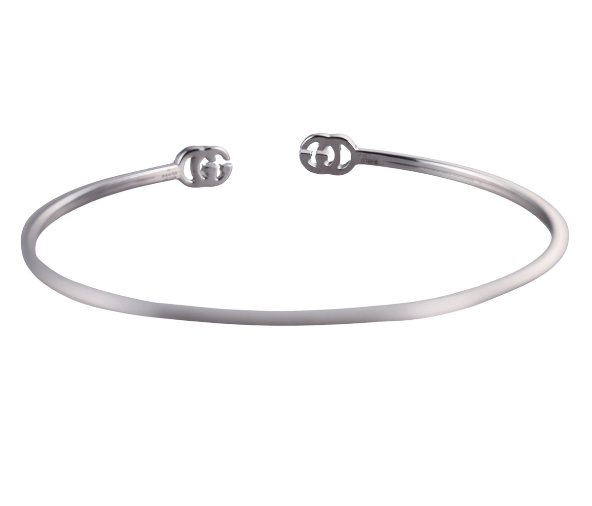 18k White Gold Gucci Running G Diamond Cuff Bracelet Retail $3250