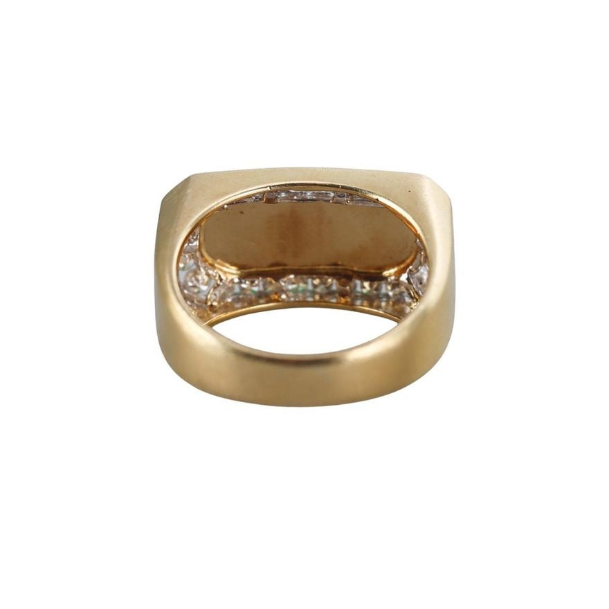 1980s Vintage 18k Gold Jade Diamond Ring
