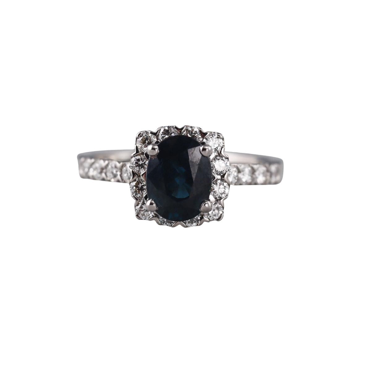 14k Gold Diamond 1.78ct Sapphire Ring