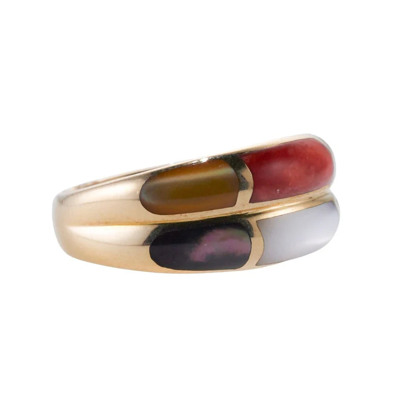 Asch Grossbardt Mop Gemstone Inlay Gold Ring