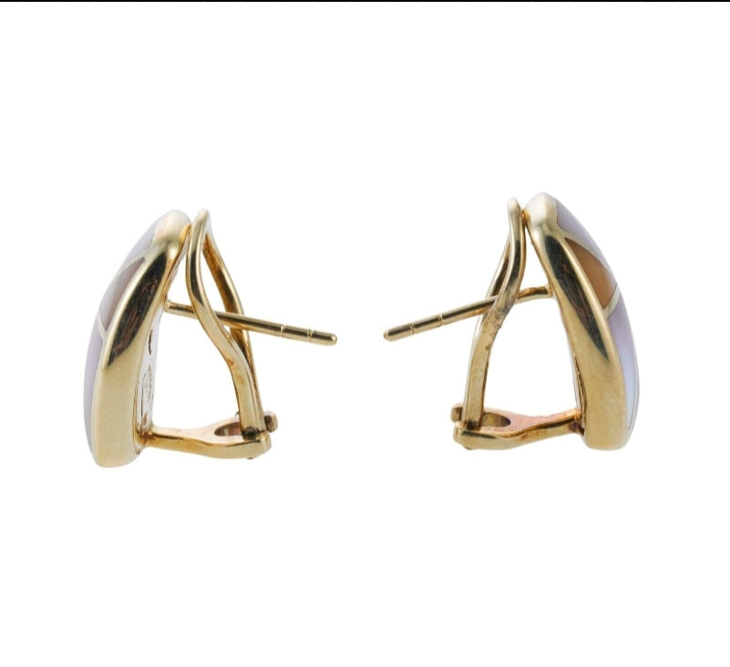 Asch Grossbardt MOP Inlay Gold Earrings