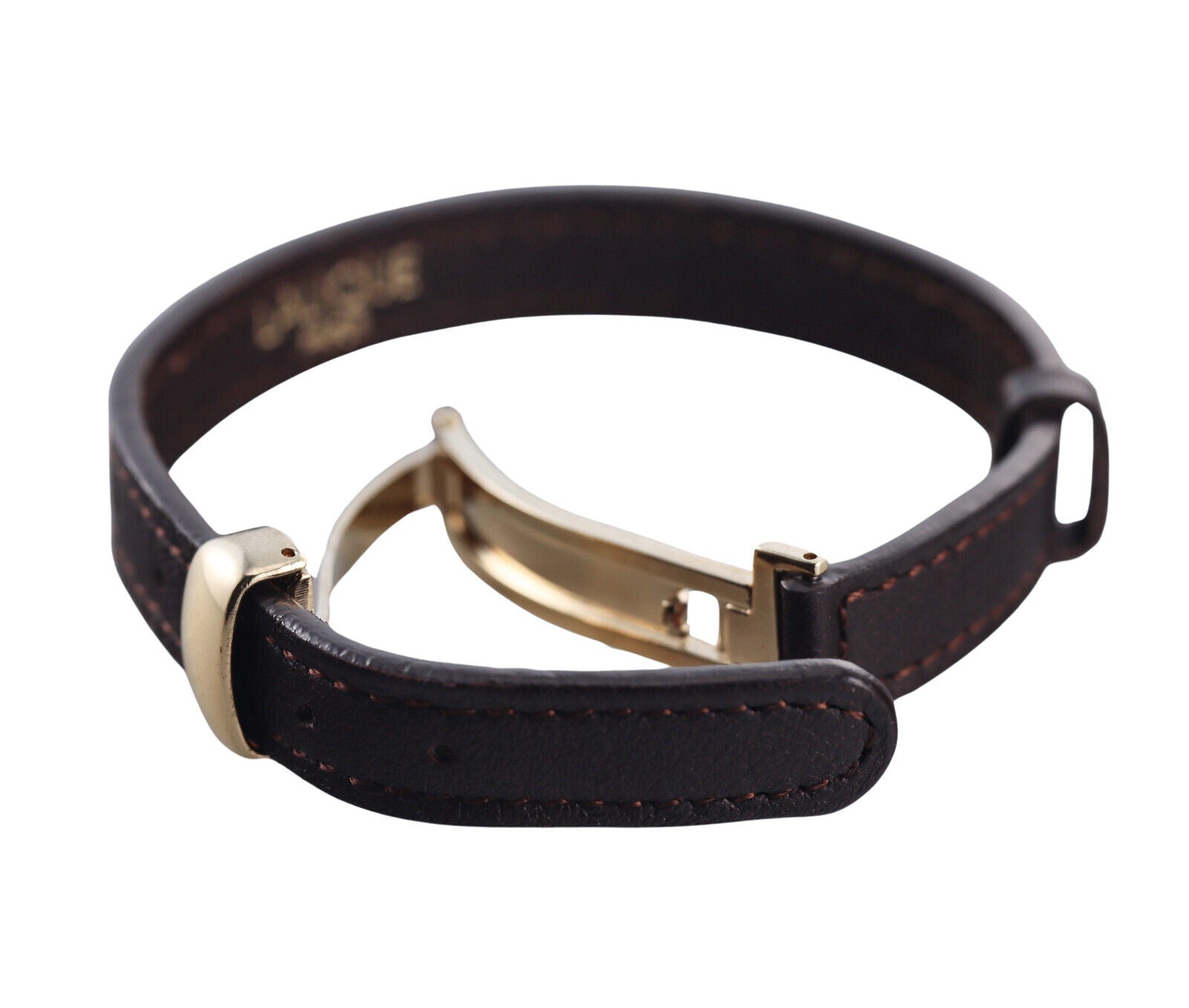 Lalique Stainless Steel Leather Bracelet 035401