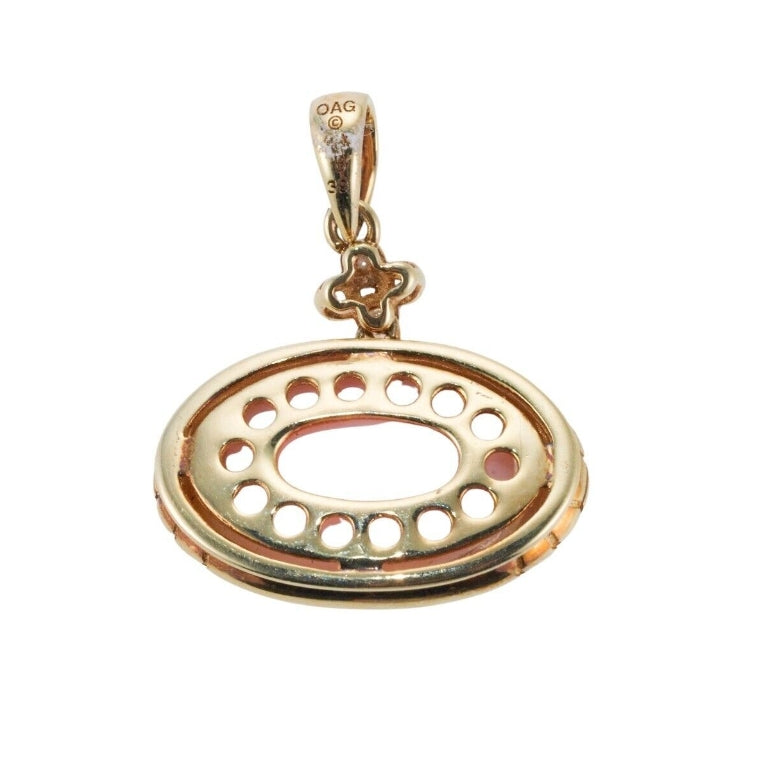 Asch Grossbardt Pink Opal Crystal Diamond Gold Pendant