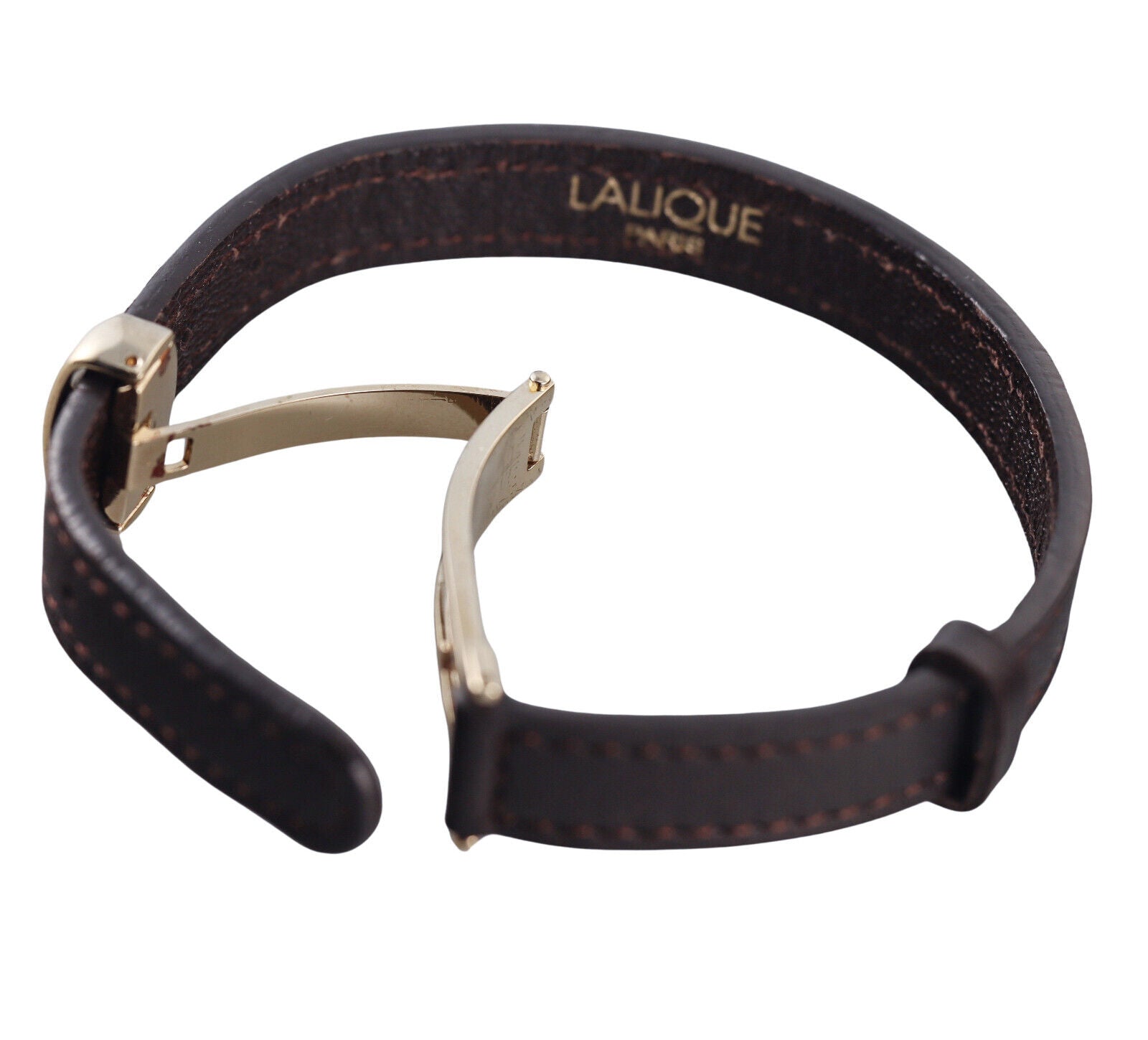 Lalique Stainless Steel Leather Bracelet 035401