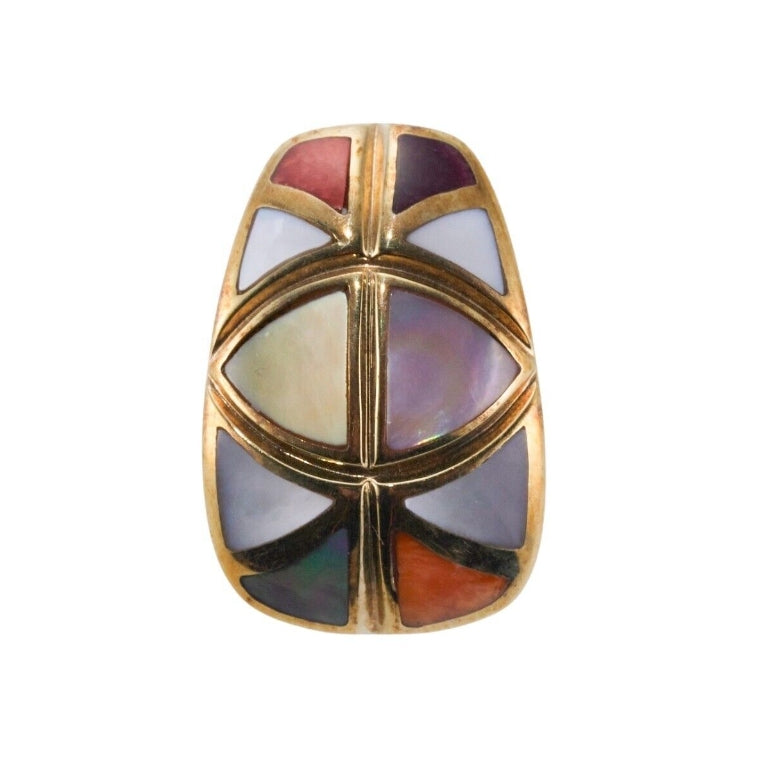 Asch Grossbardt Inlay Gemstone Gold Pendant
