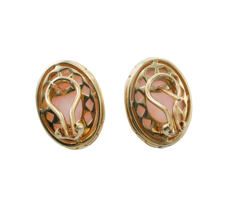Asch Grossbardt Mother of Pearl Crystal Gold Earrings