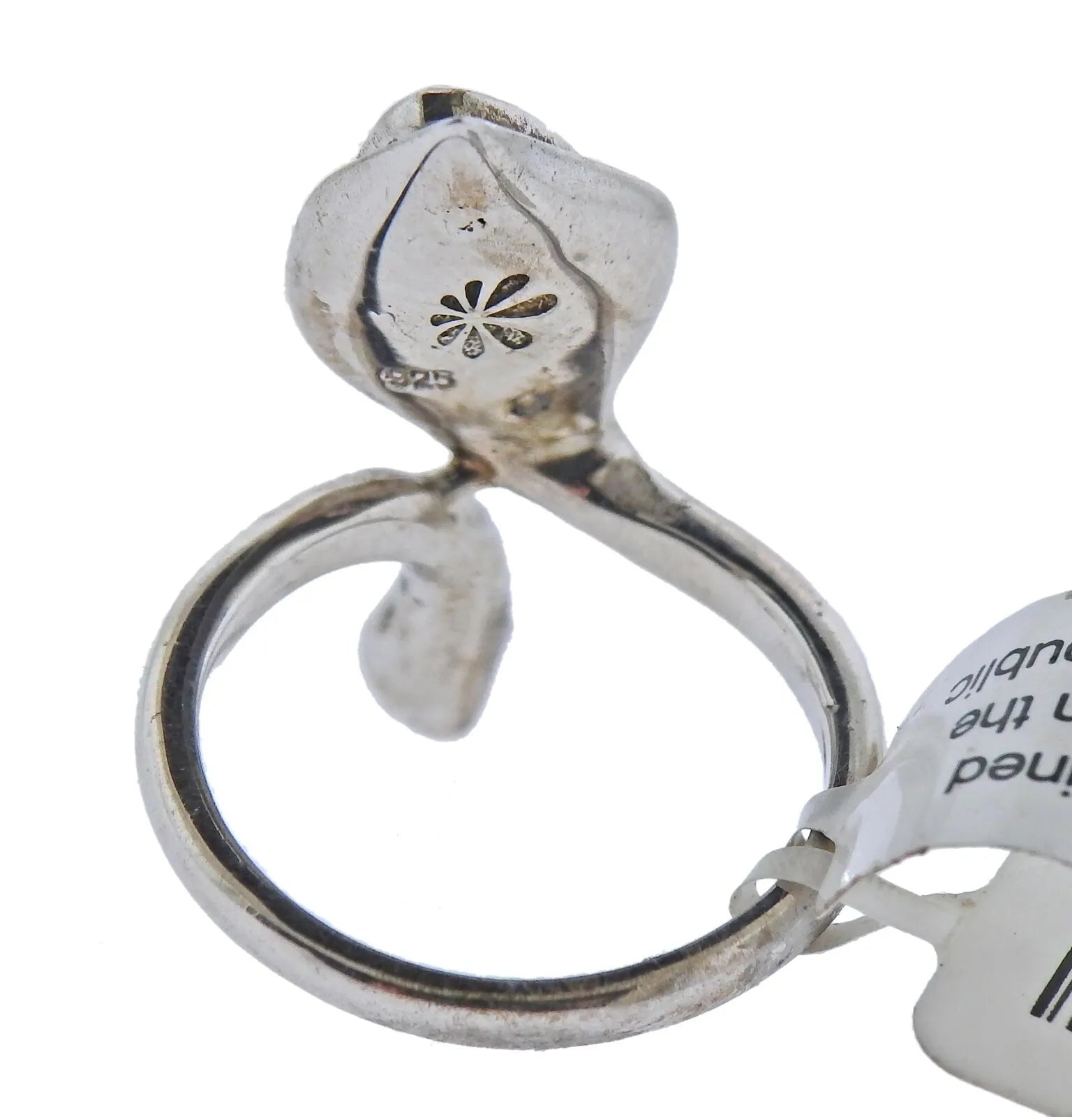 Marahlago Sterling Silver Larimar White Sapphire Calla Lily Ring Retail $345 #41