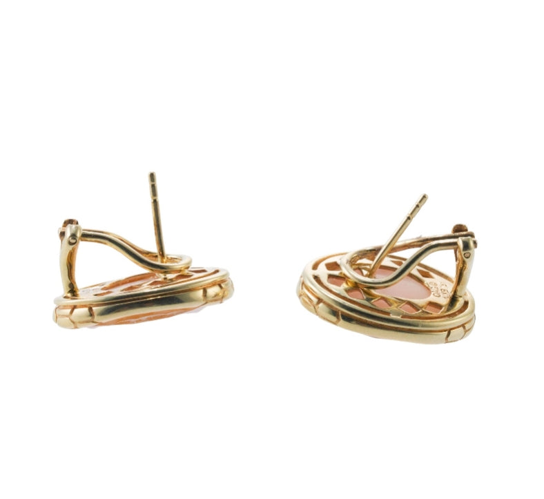 Asch Grossbardt Mother of Pearl Crystal Gold Earrings