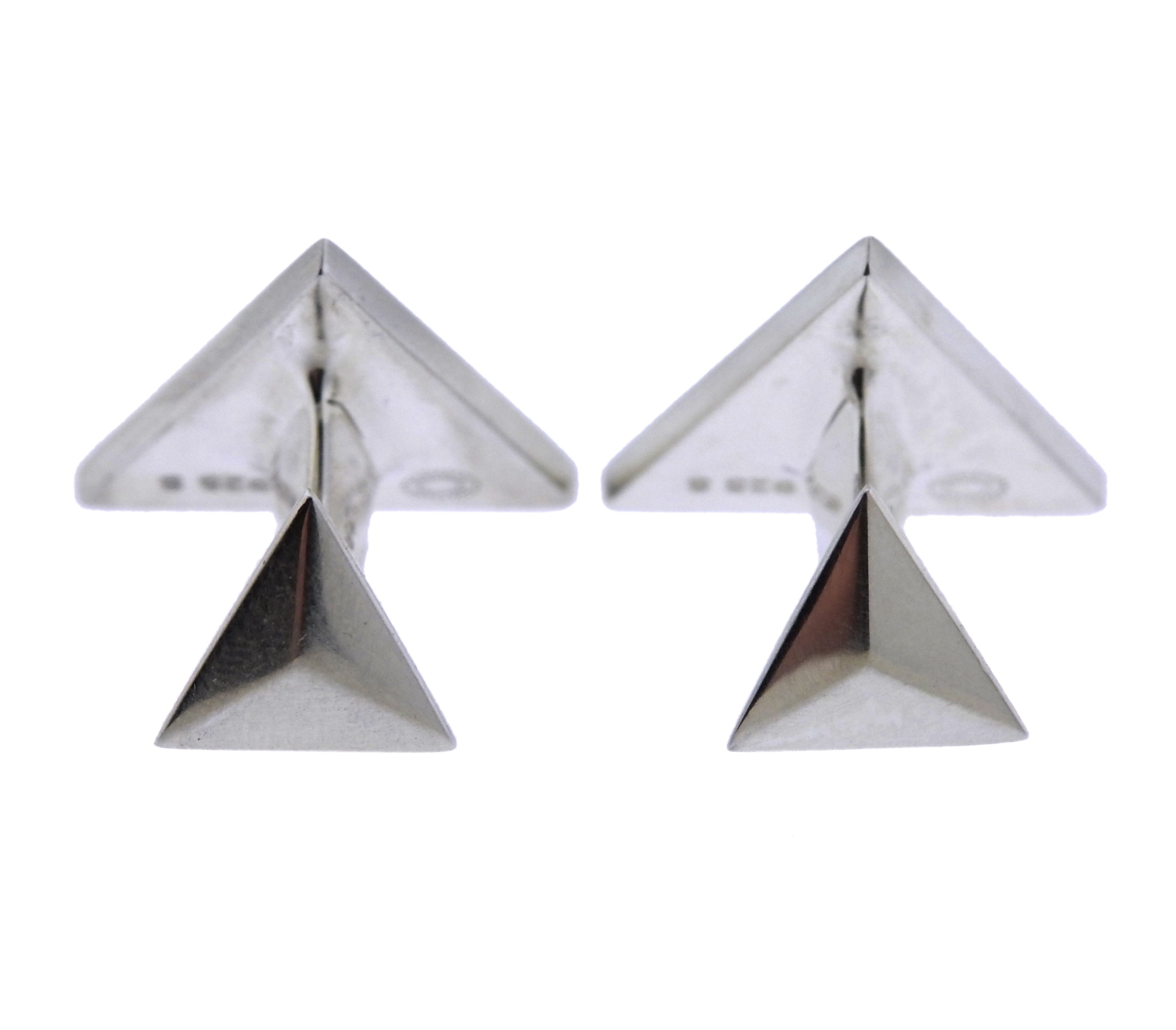 Georg Jensen Art Deco Sterling Silver Triangle Cufflinks OG-1910