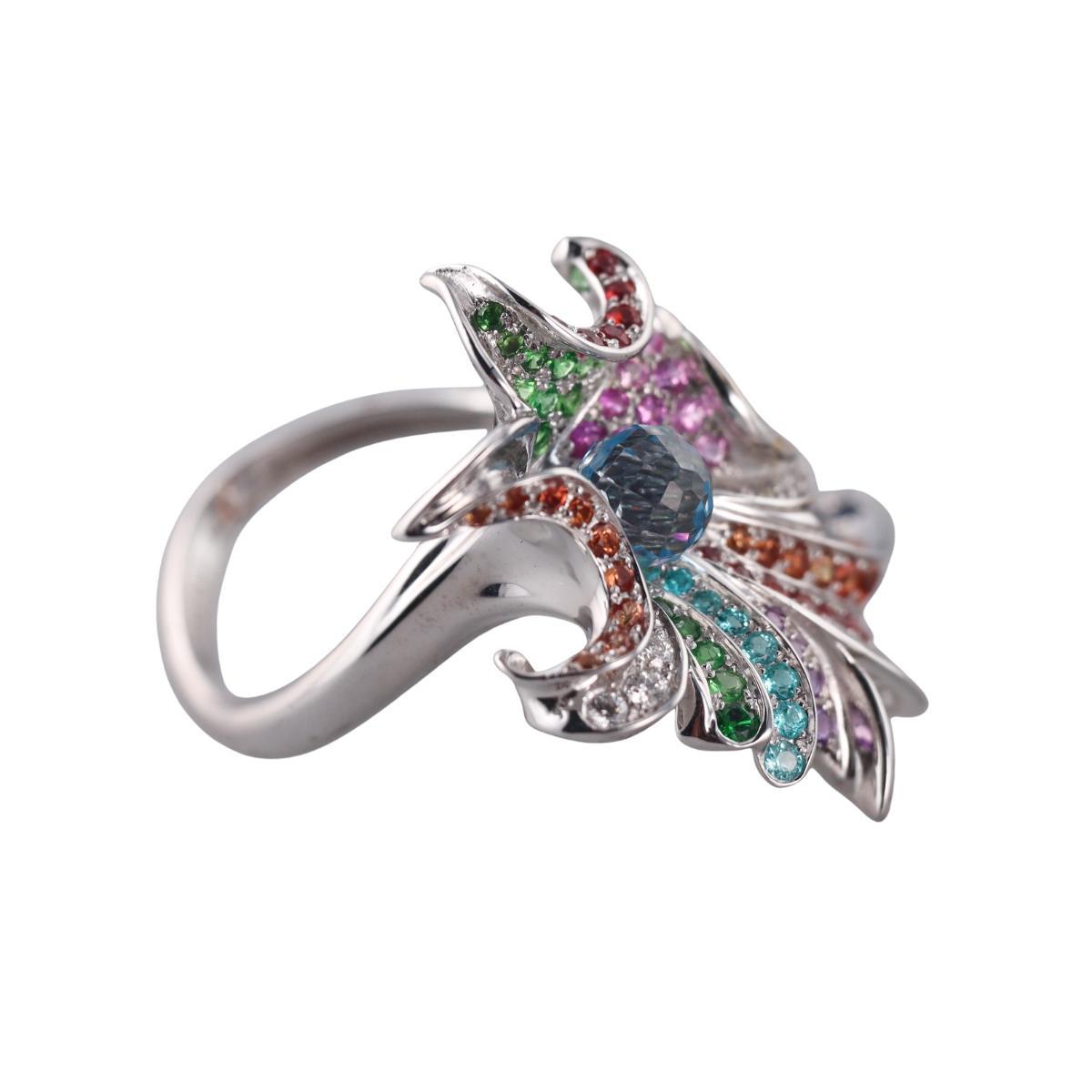 Carrera y Carrera Hoja Seca 18k Gold Diamond Multi Gemstone Ring