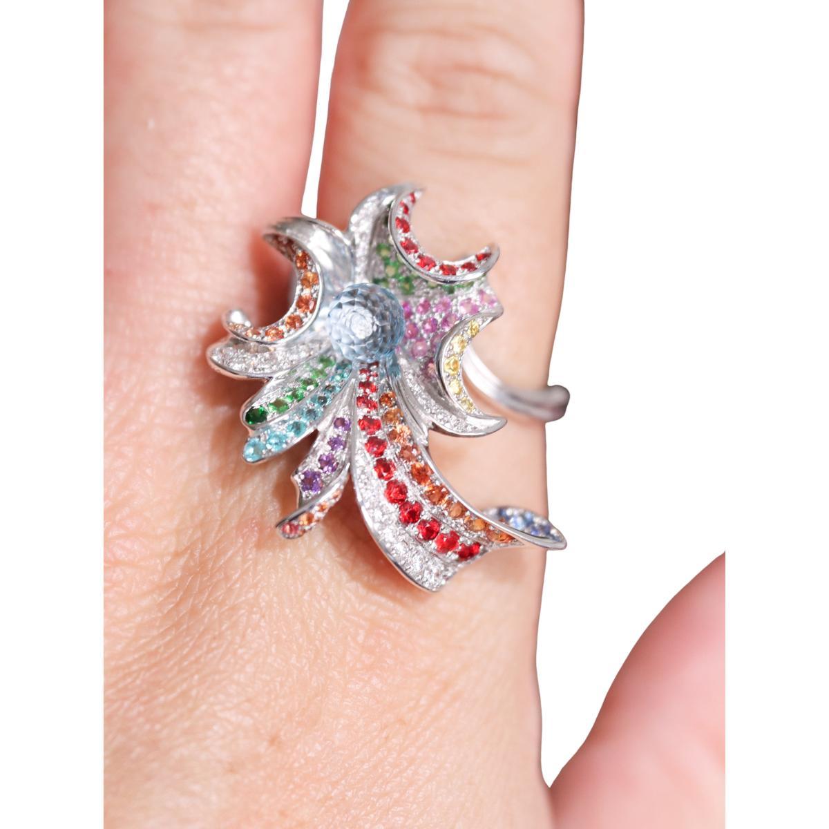 Carrera y Carrera Hoja Seca 18k Gold Diamond Multi Gemstone Ring