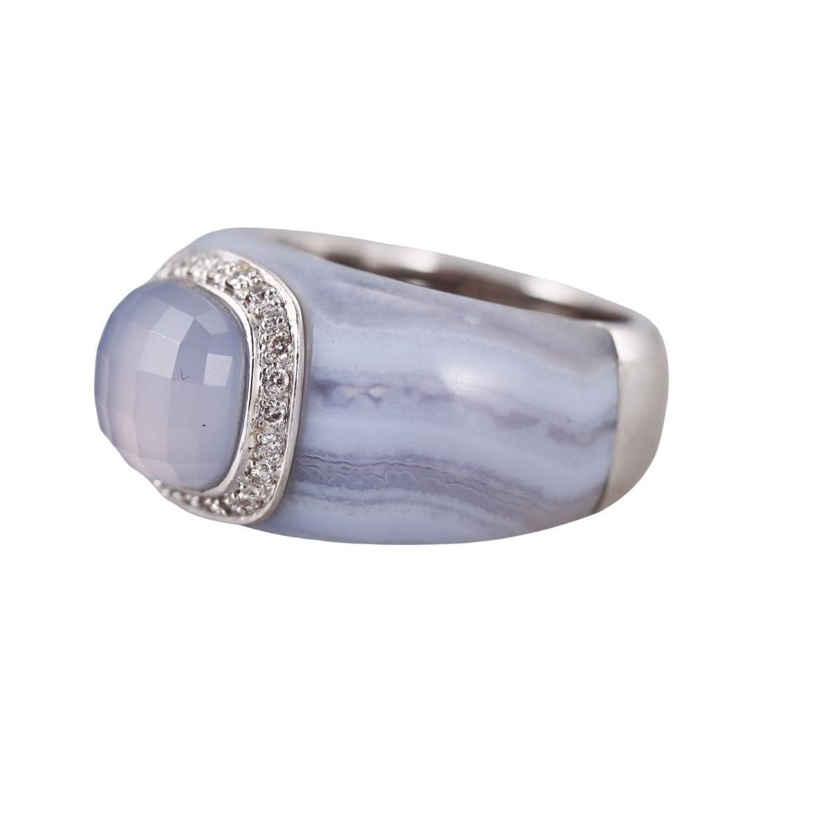 18k Gold Chalcedony Diamond Ring