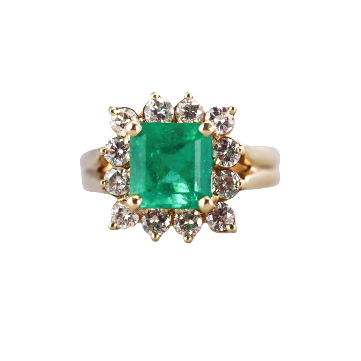 2.14ct Emerald Diamond Gold Ring