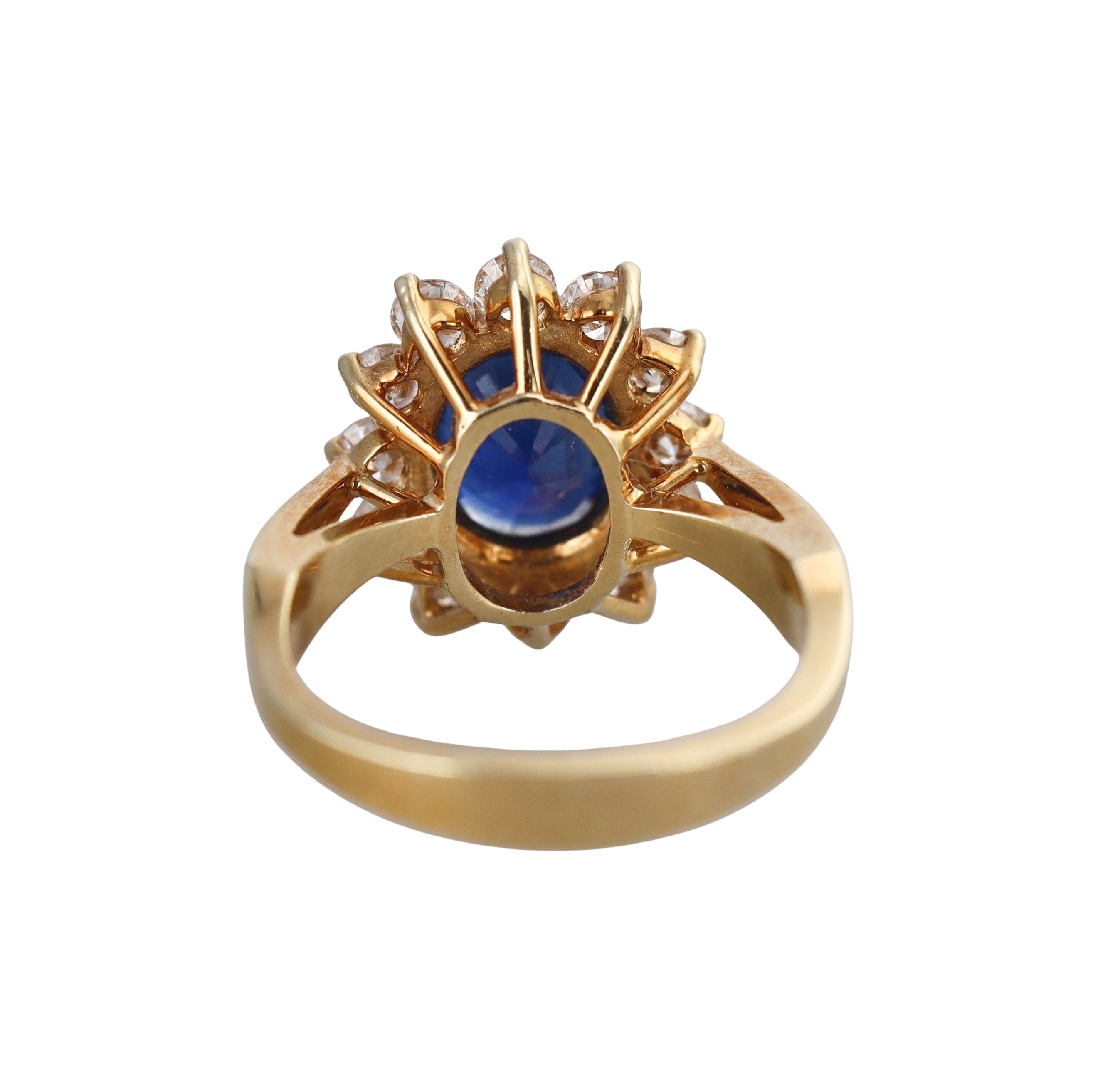 2.20ct Sapphire Diamond Gold Cluster Ring