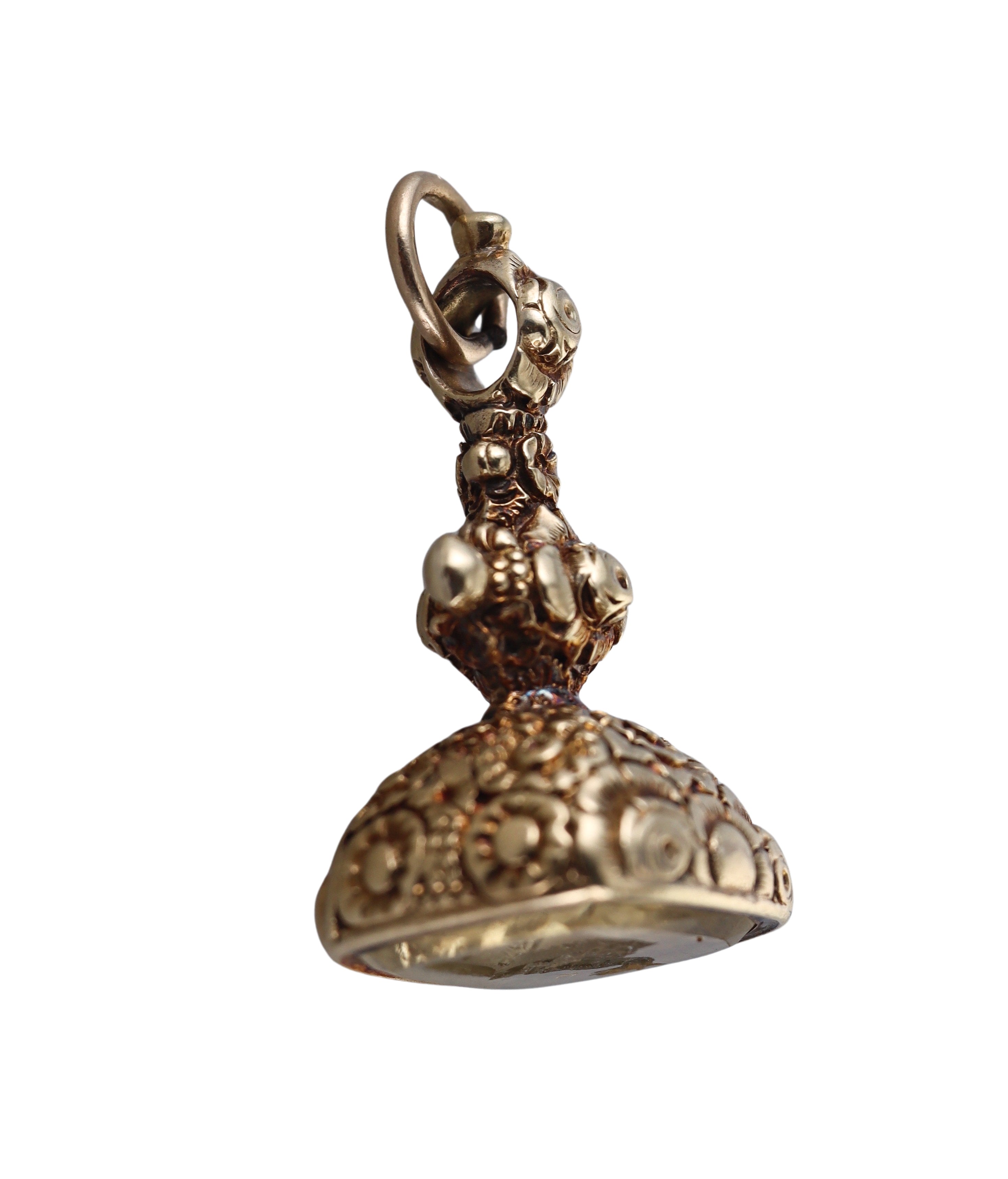 Antique 14k Gold Citrine Intaglio Fob Pendant