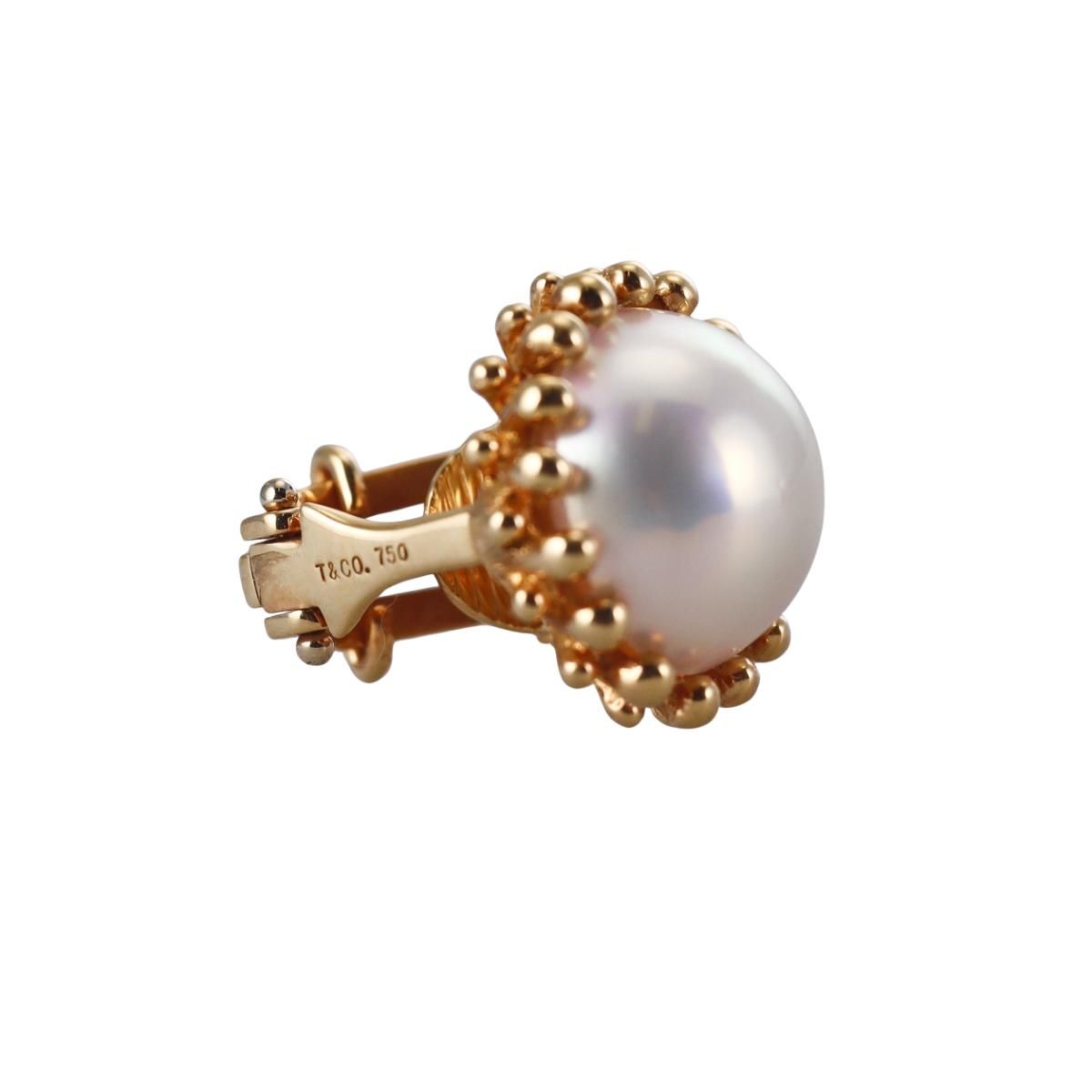 Tiffany & Co 18k Gold Pearl Earrings