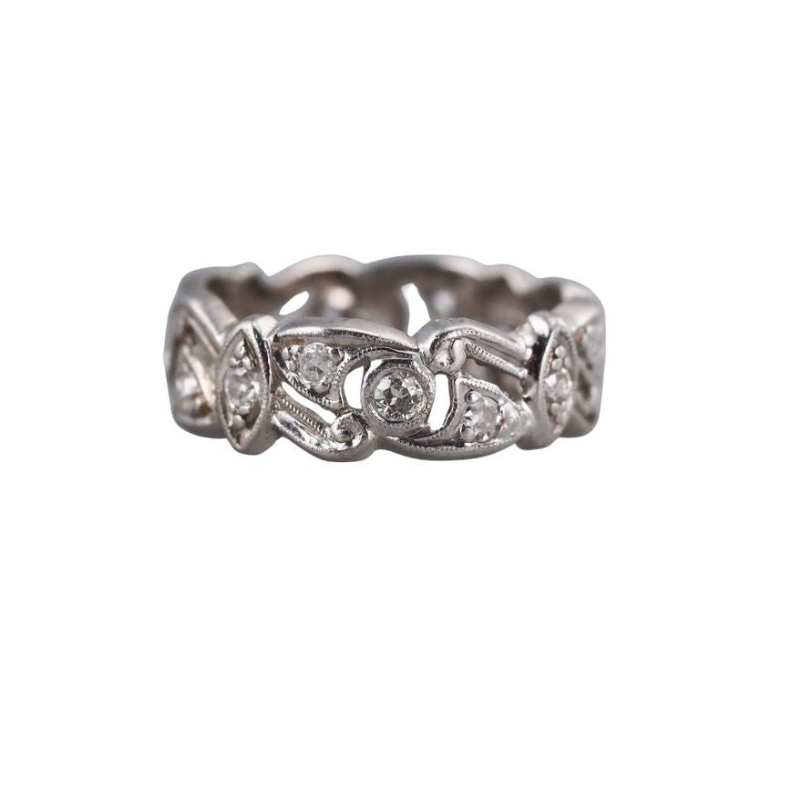 Mid Century Platinum Diamond Band Ring