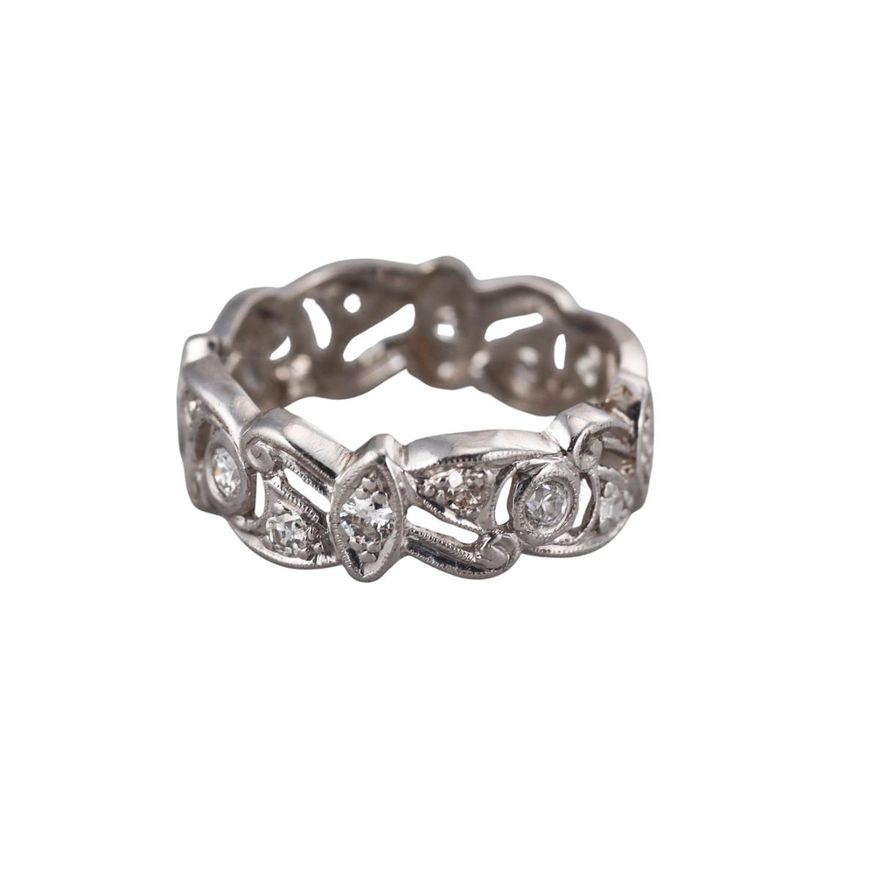Mid Century Platinum Diamond Band Ring