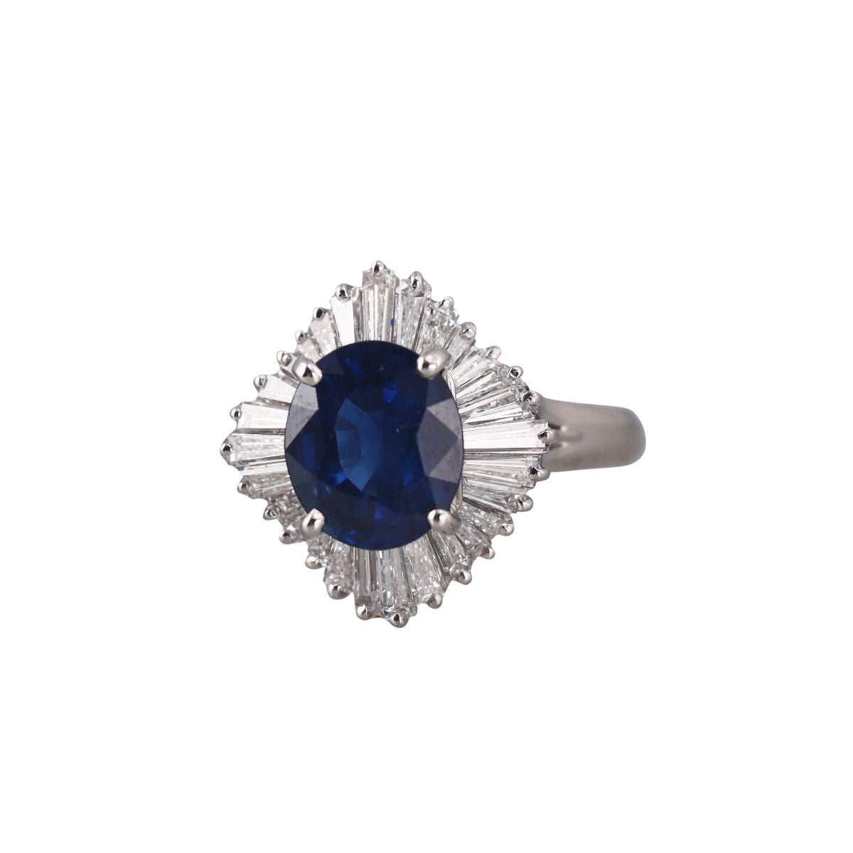 2.40ct Sapphire Diamond Platinum Cluster Ring