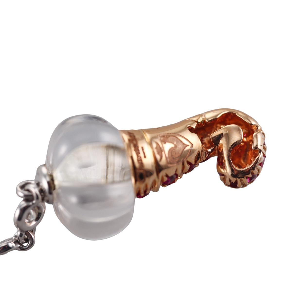 Chantecler Capri 18k Gold Crystal Diamond Ruby Drop Earrings