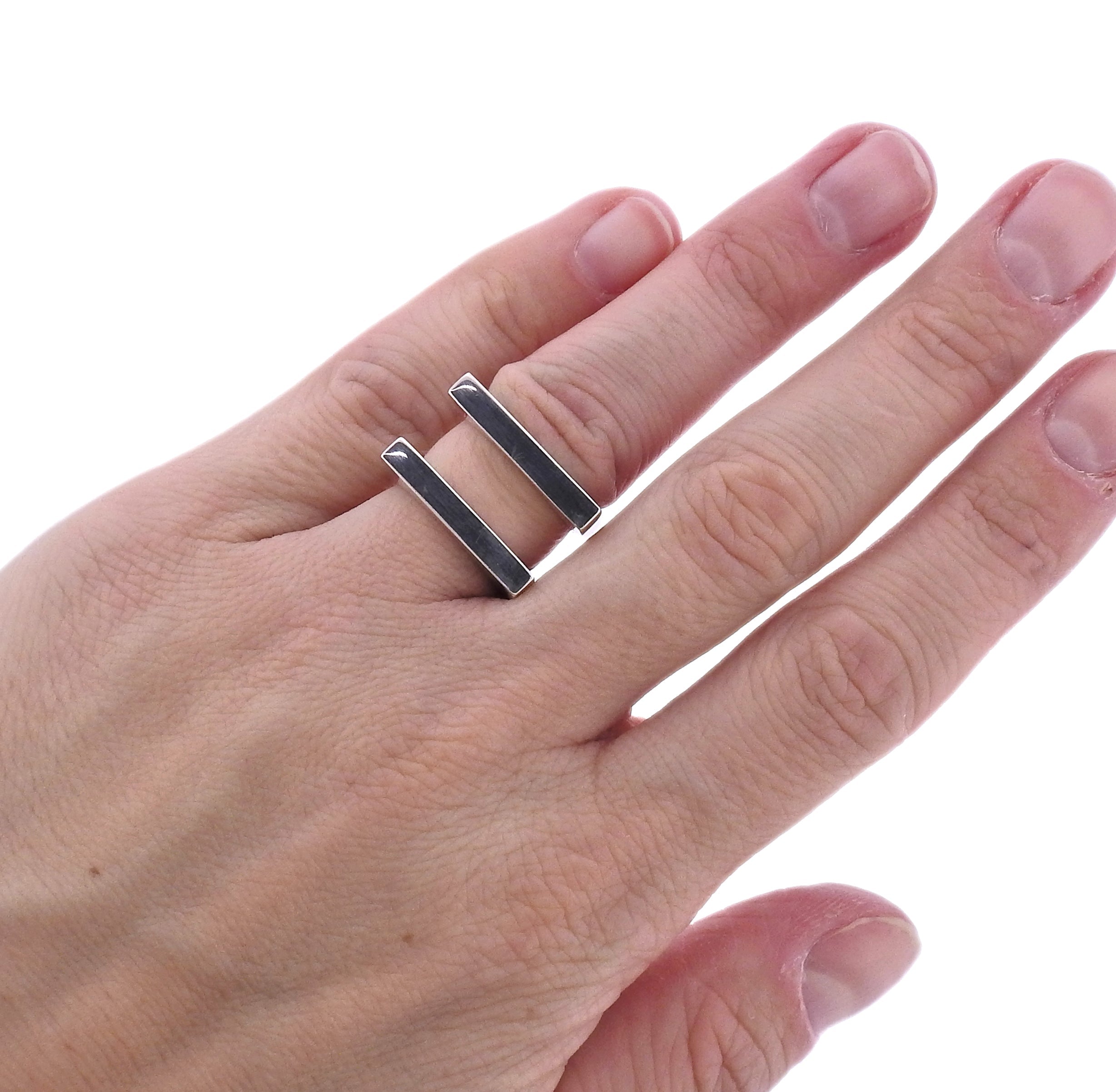 Georg Jensen Aria Silver Two Row Ring