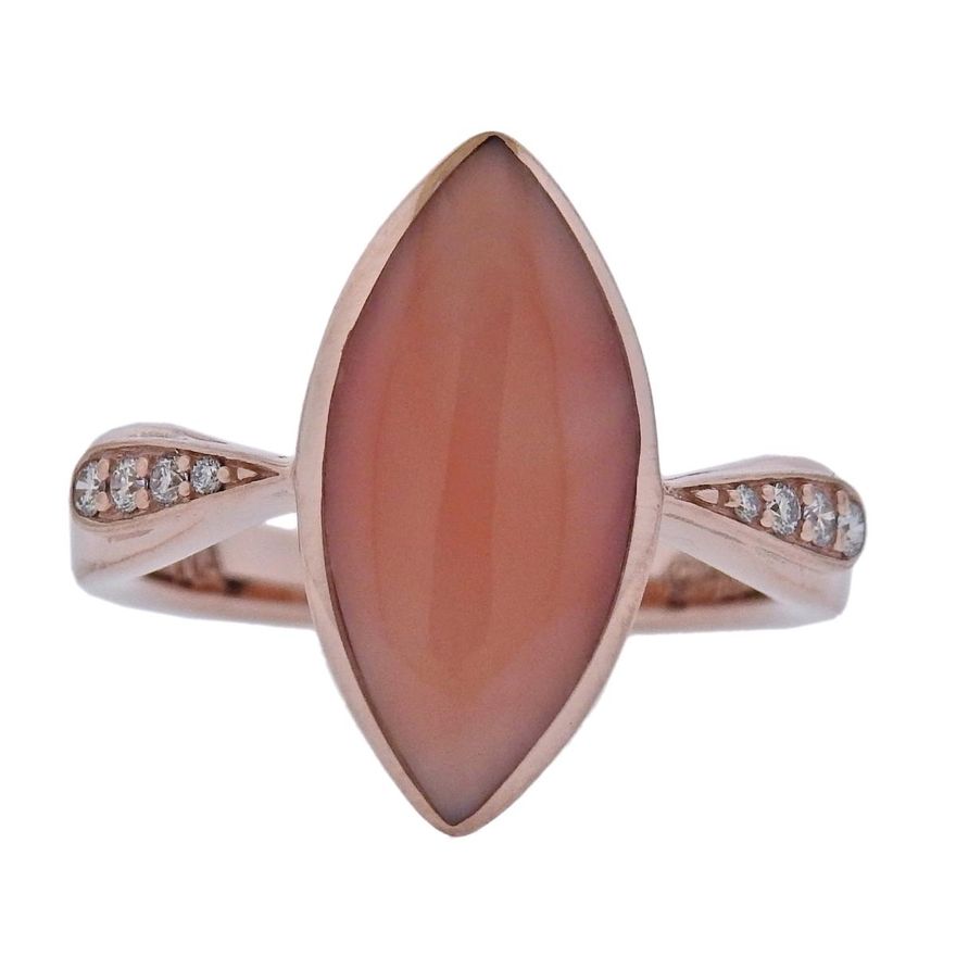 Kabana 14k Rose Gold Coral Diamond Ring
